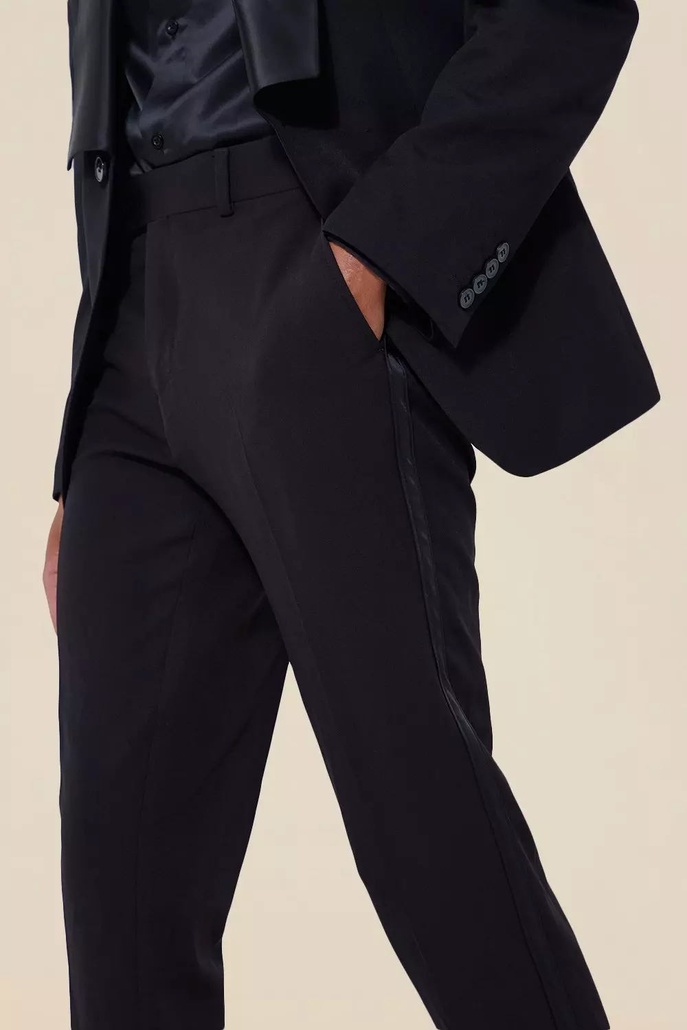 Skinny Side Stripe Suit Pants boohooMAN USA