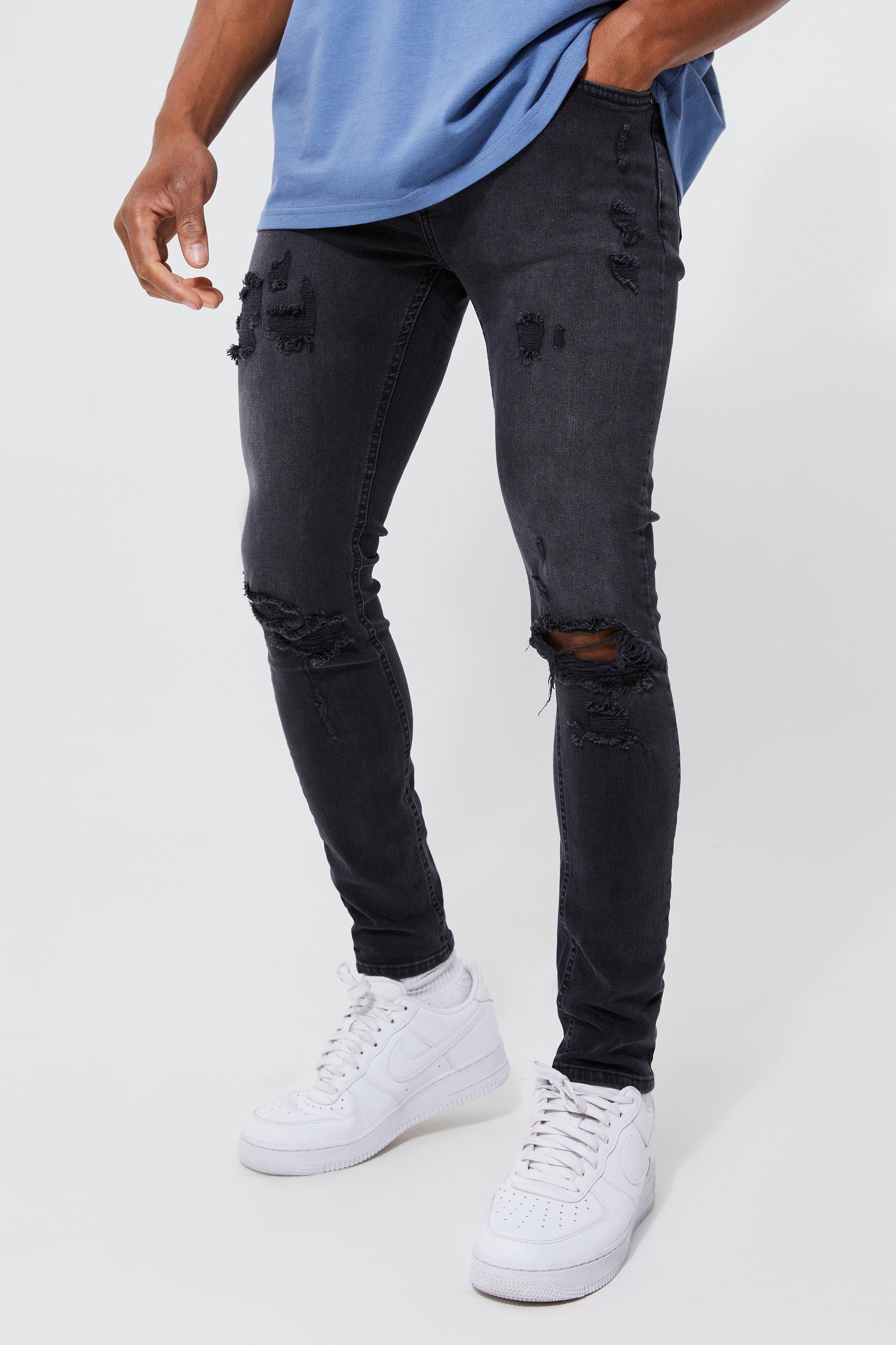 Klassifikation kontakt Voksen Skinny Stretch Extreme Knee Rip Jeans | boohooMAN UK