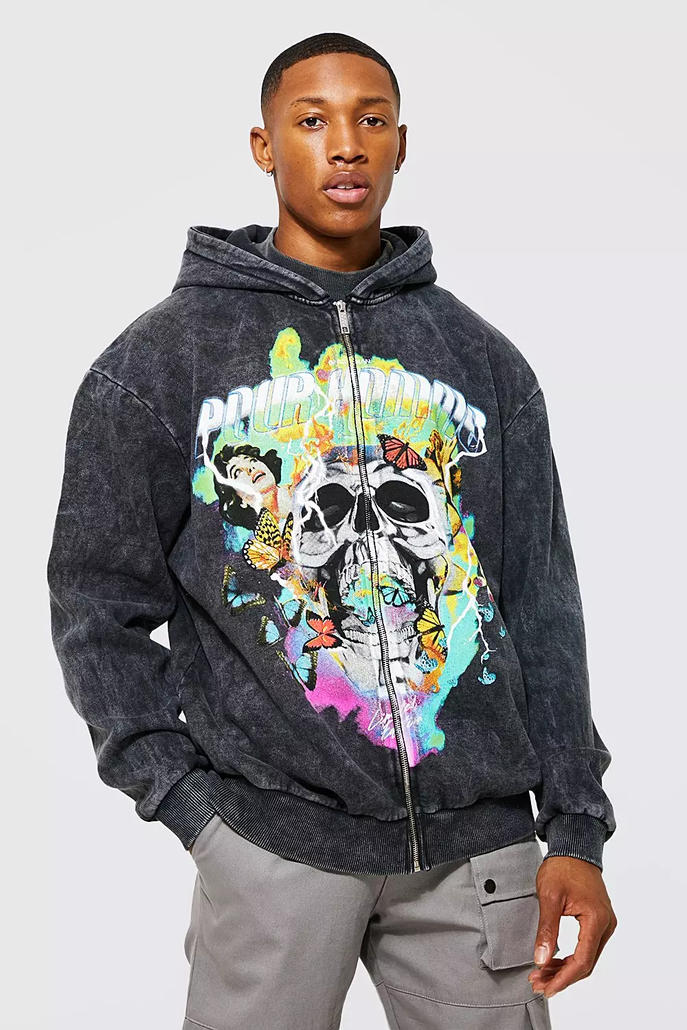 Mens skull zip up hoodies hotsell