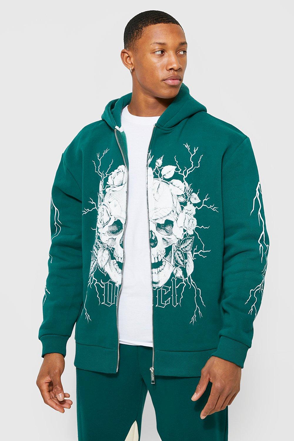 Graphic Trim Zip-Up Hoodie - Ready-to-Wear