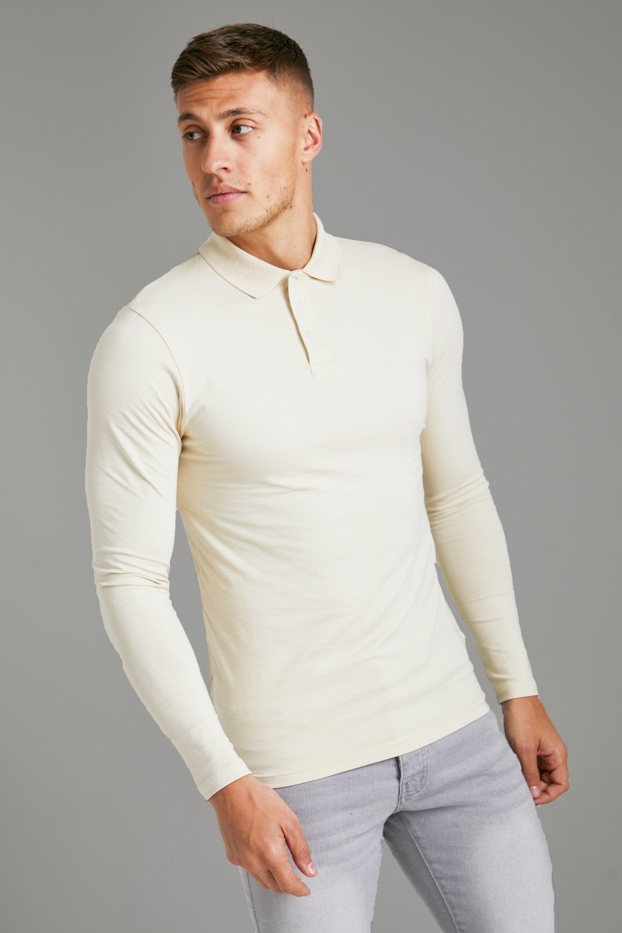 boohooMAN Men's Regular Long Sleeve Polo