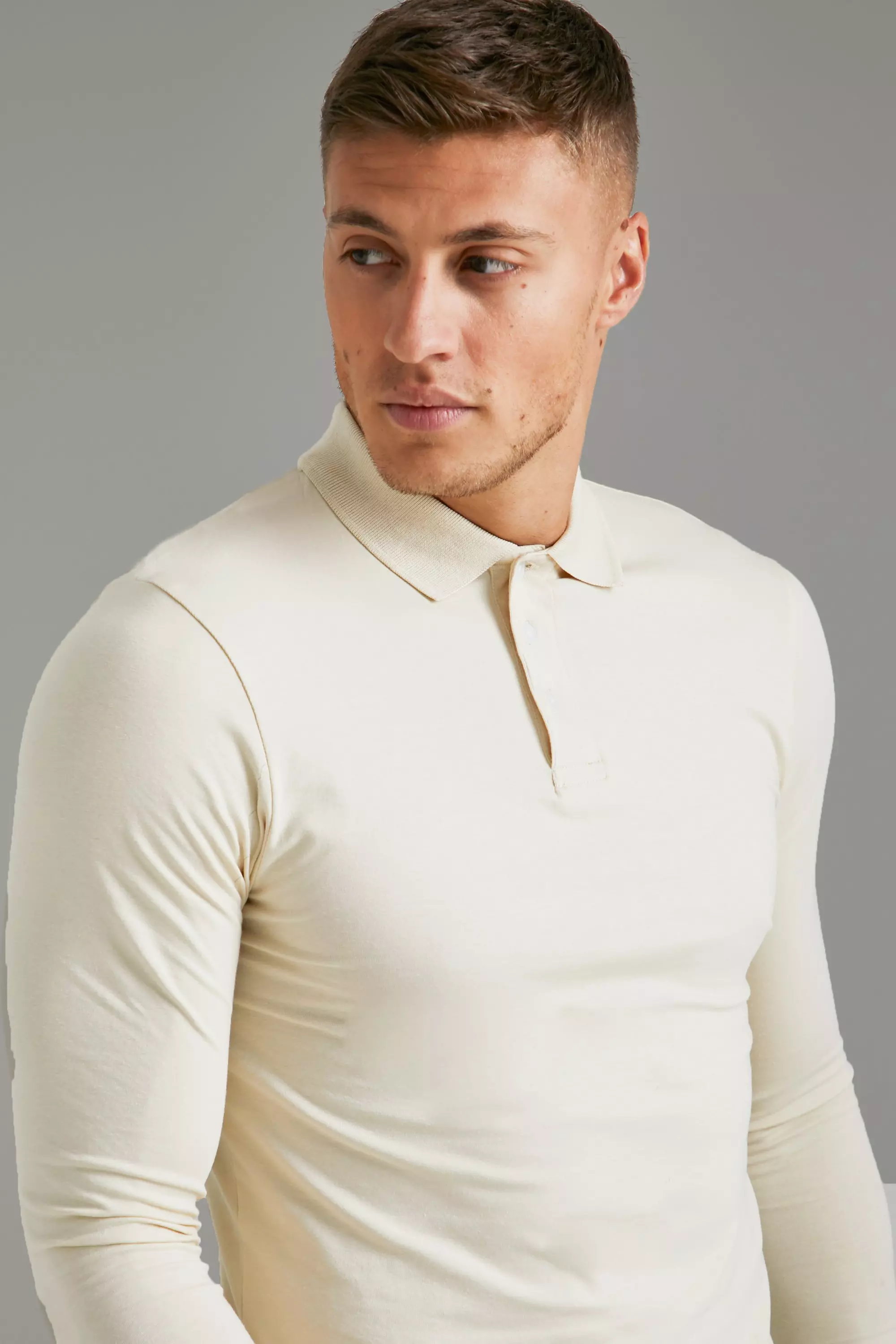 Muscle fit polo shirt long sleeve sale