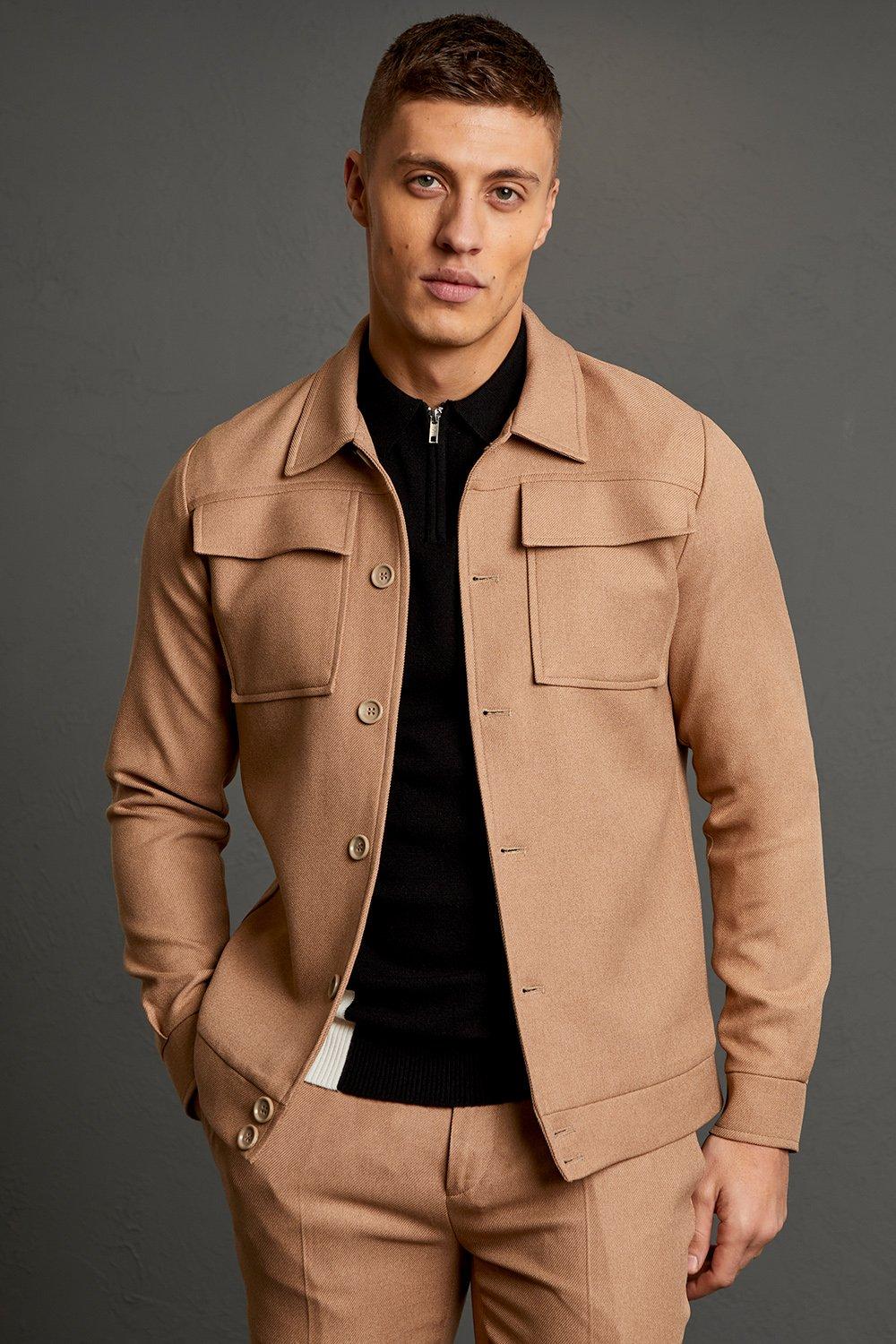 Beige Smart Harrington With Pocket Detail