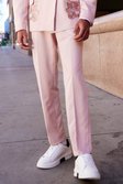 Pink Slim Floral Embriodery Suit Pants