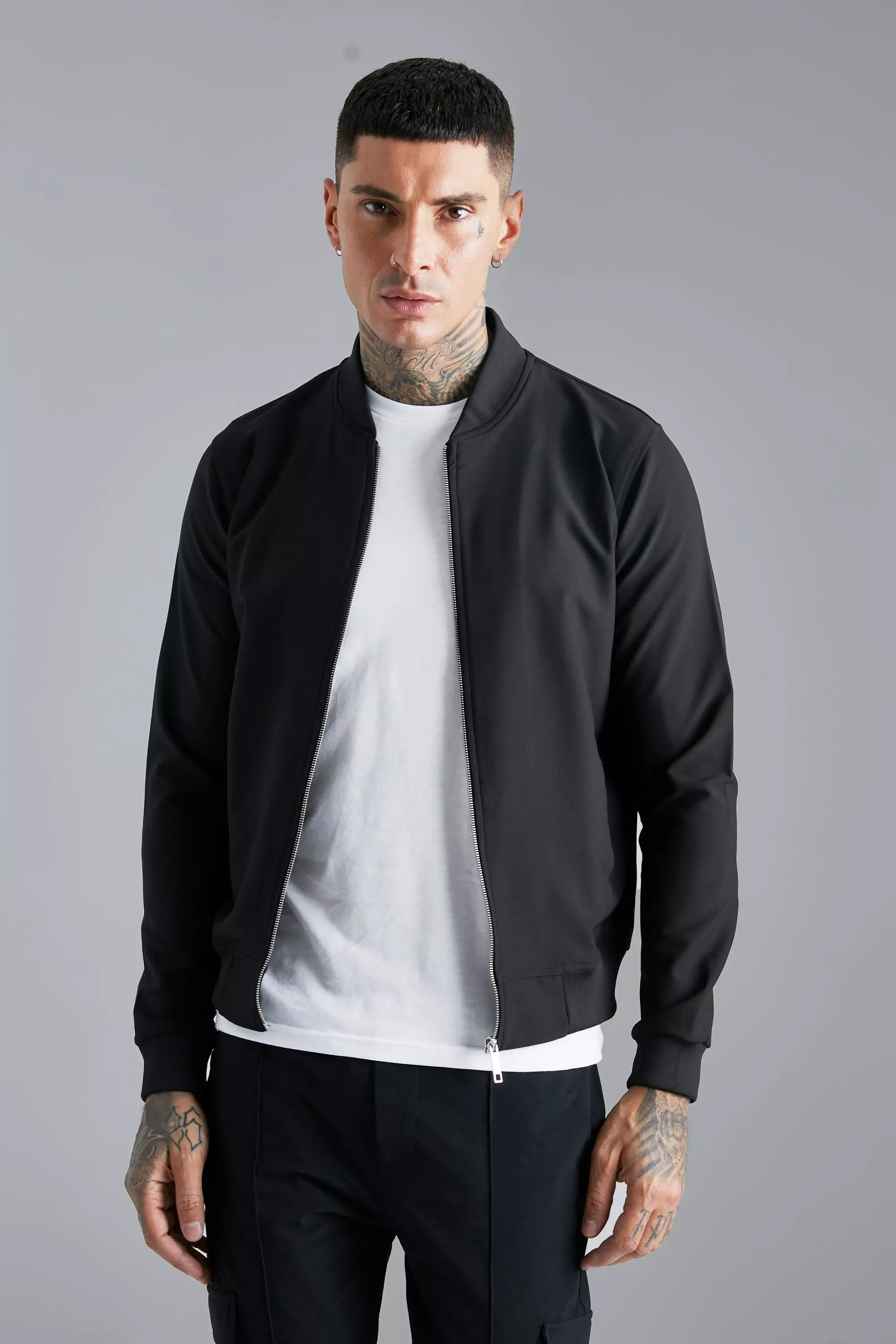 Black smart bomber jacket hotsell