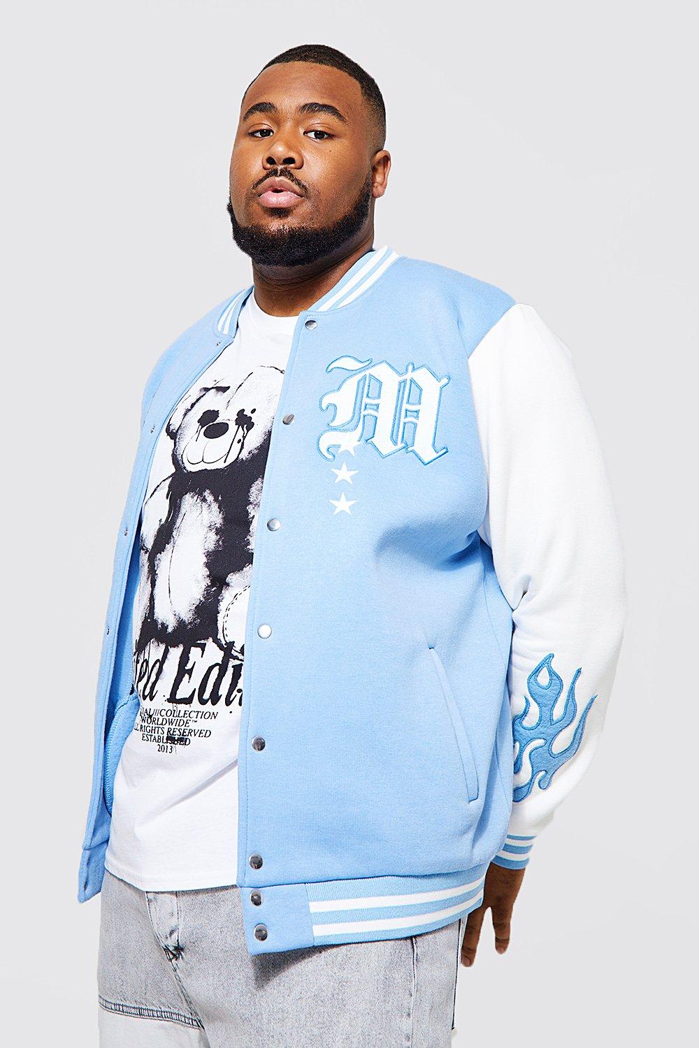 Tall Jersey Varsity Bomber Jacket With Badges