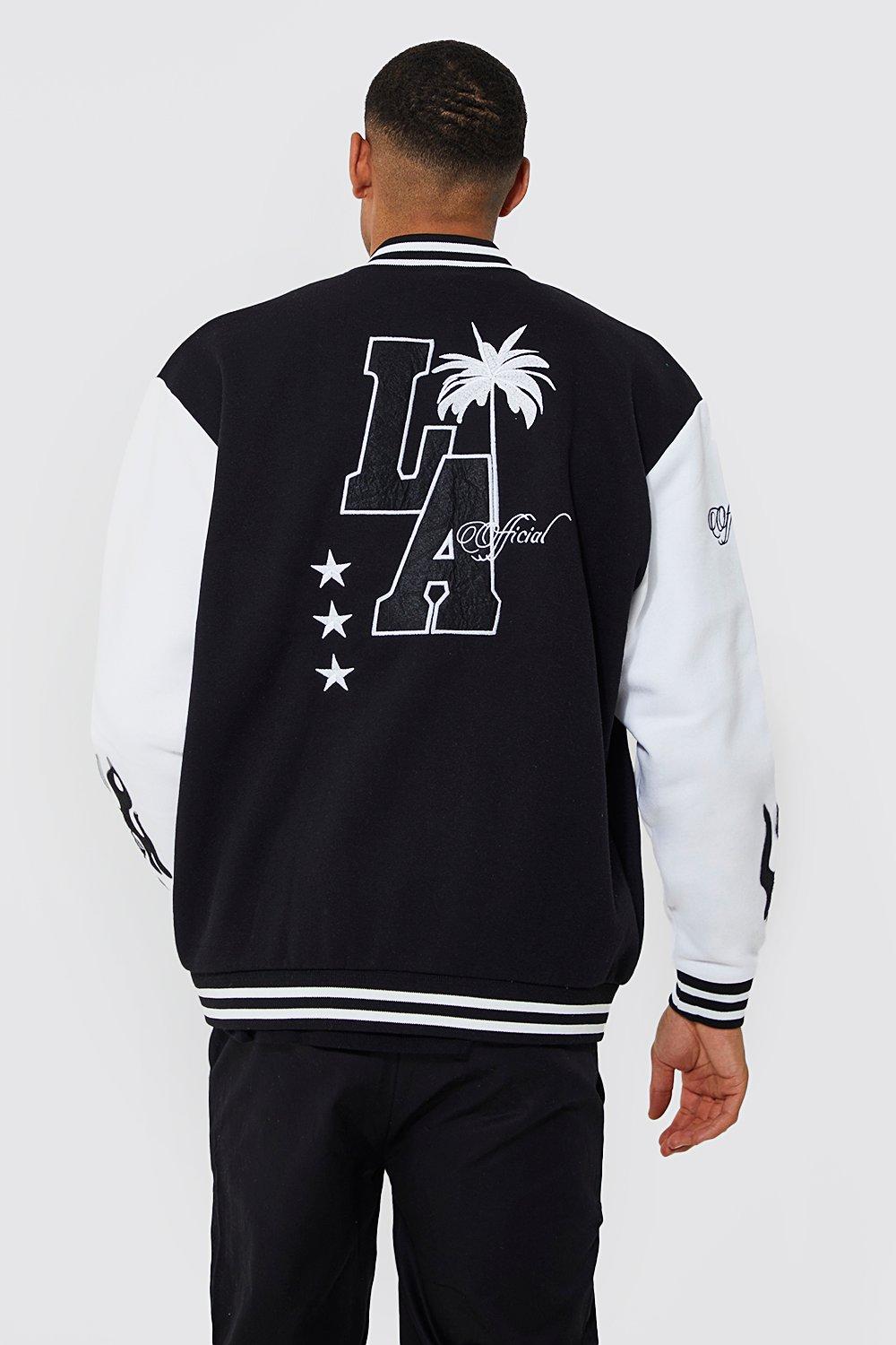 Men's La Badge Jersey Varsity Bomber Jacket