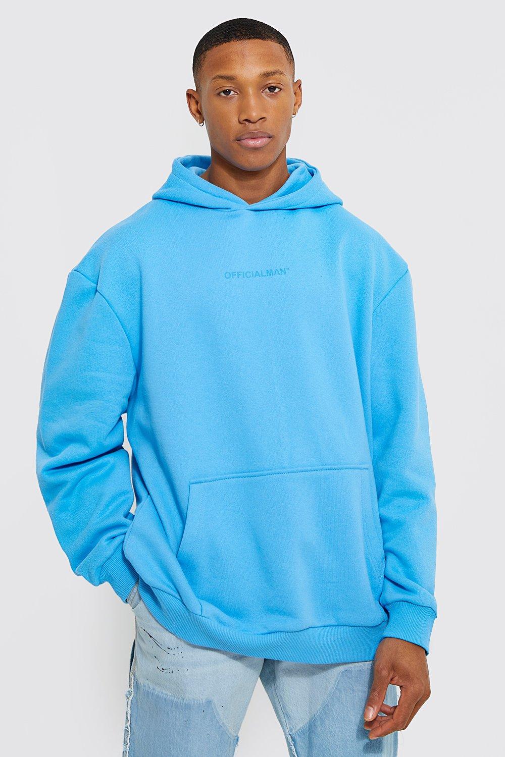 Boohooman light blue online hoodie