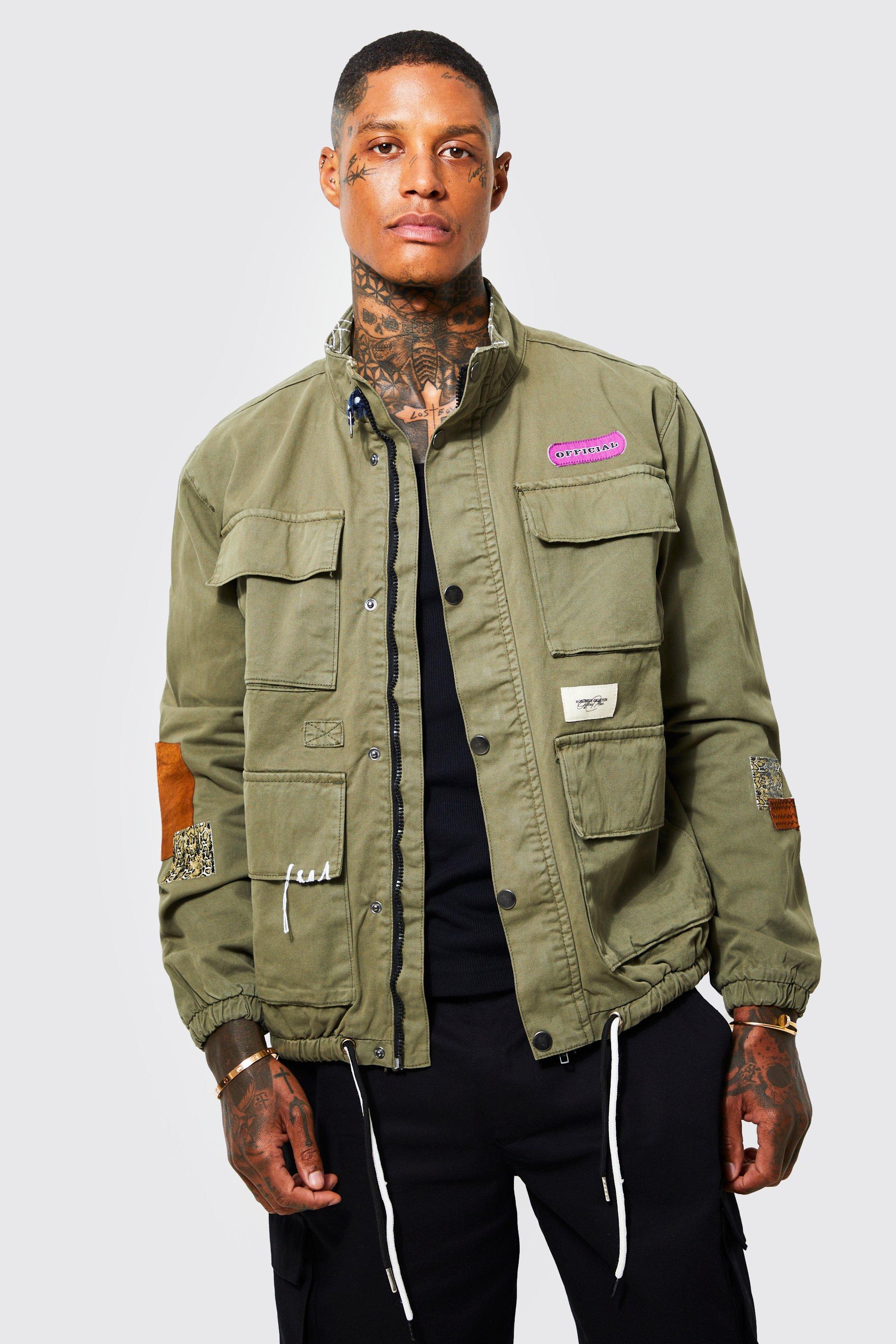 Back Skeleton Applique Twill Jacket | boohooMAN USA