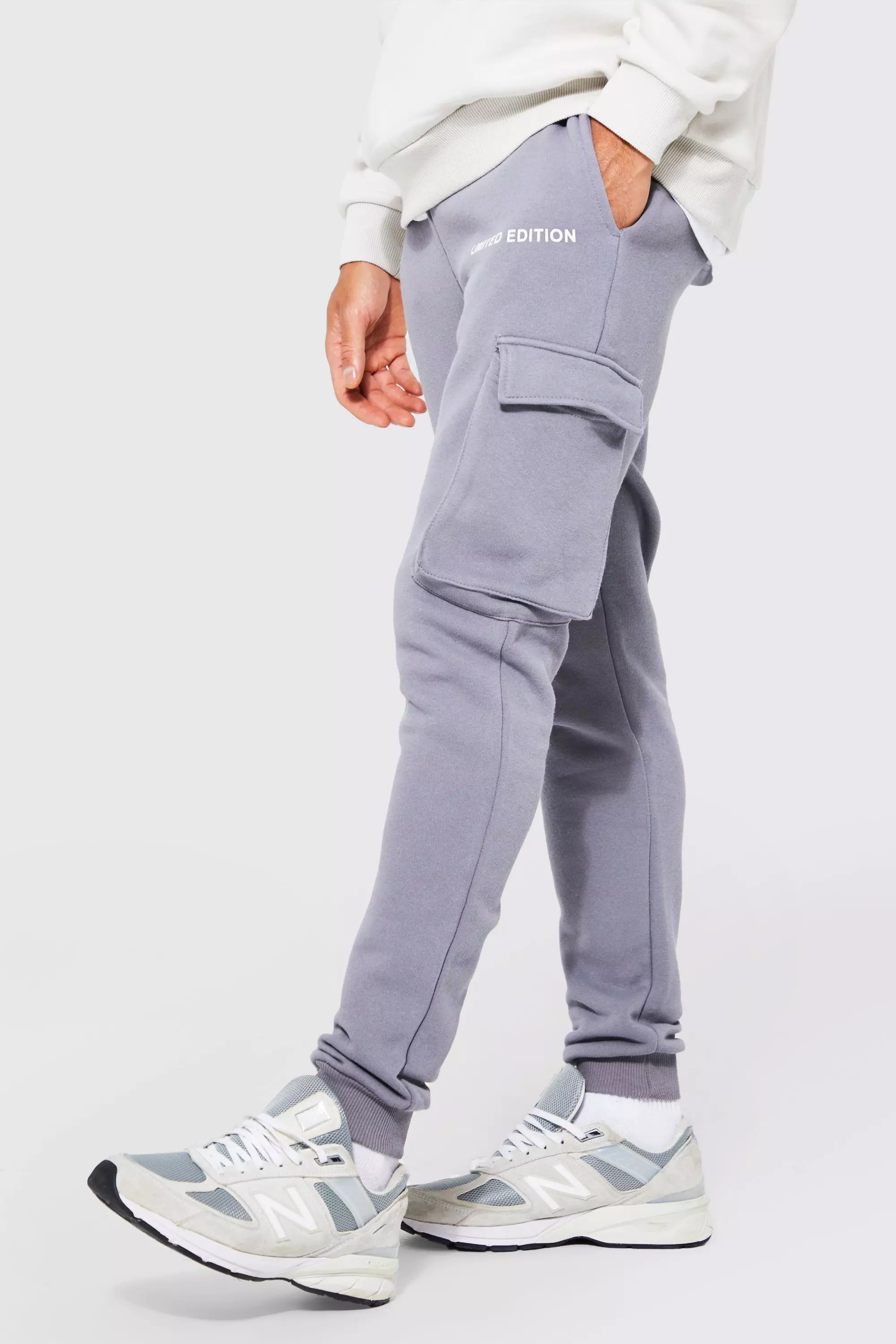 Limited Edition Skinny Fit Cargo Sweatpants Charcoal