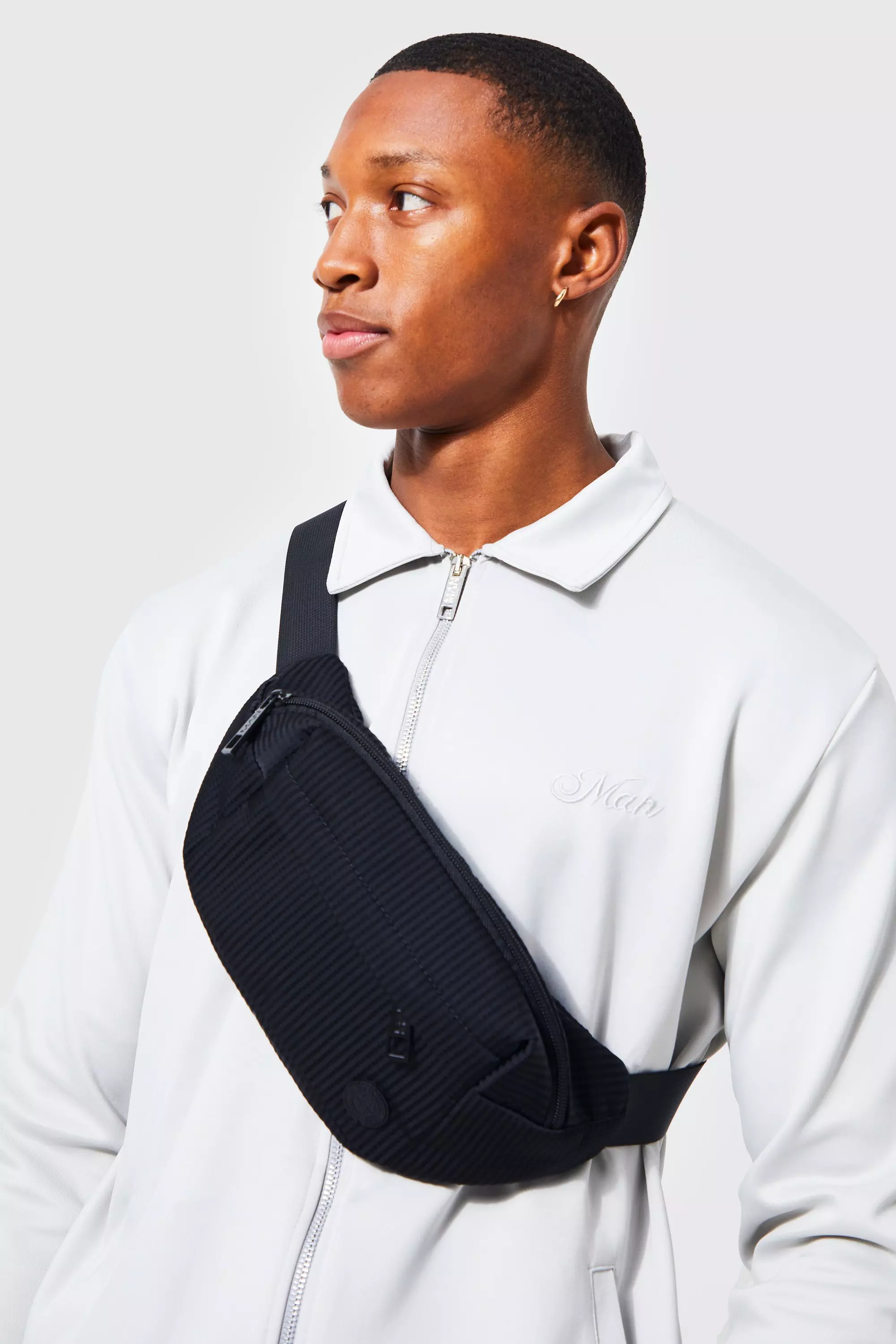 Seersucker Nylon Bum Bag boohooMAN