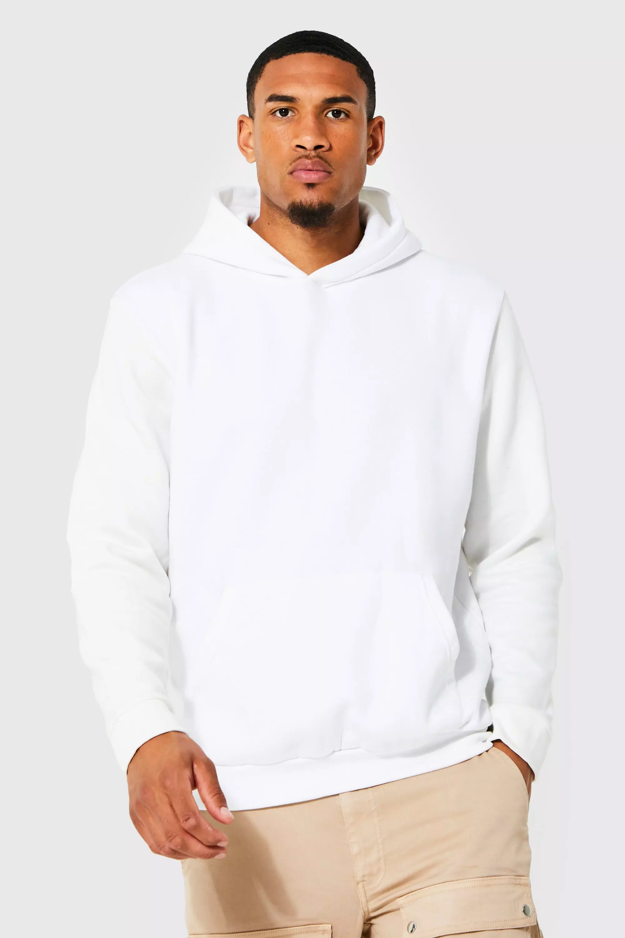 White hoodie boohooman sale