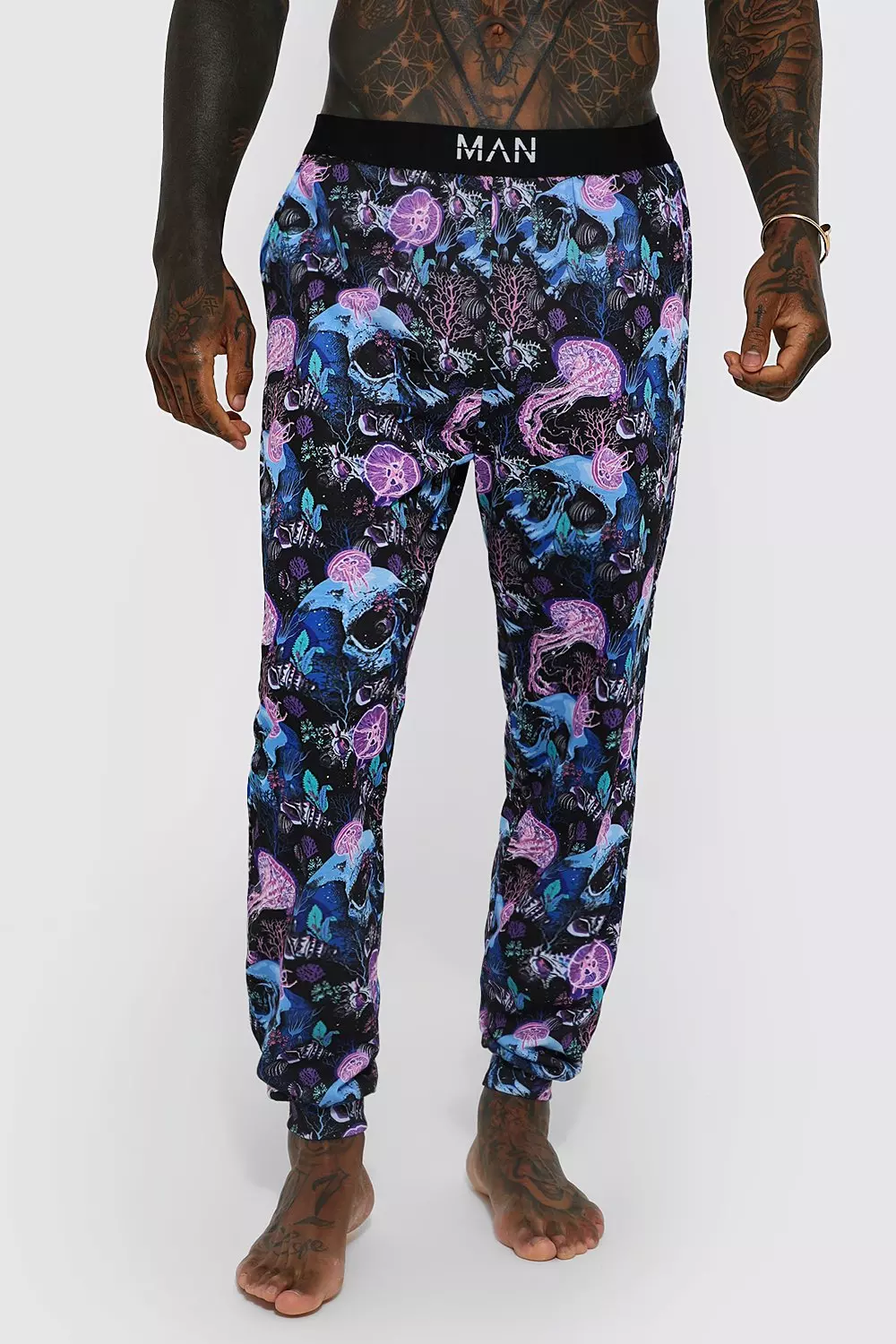 All Over Trippy Skull Lounge Pants boohooMAN UK