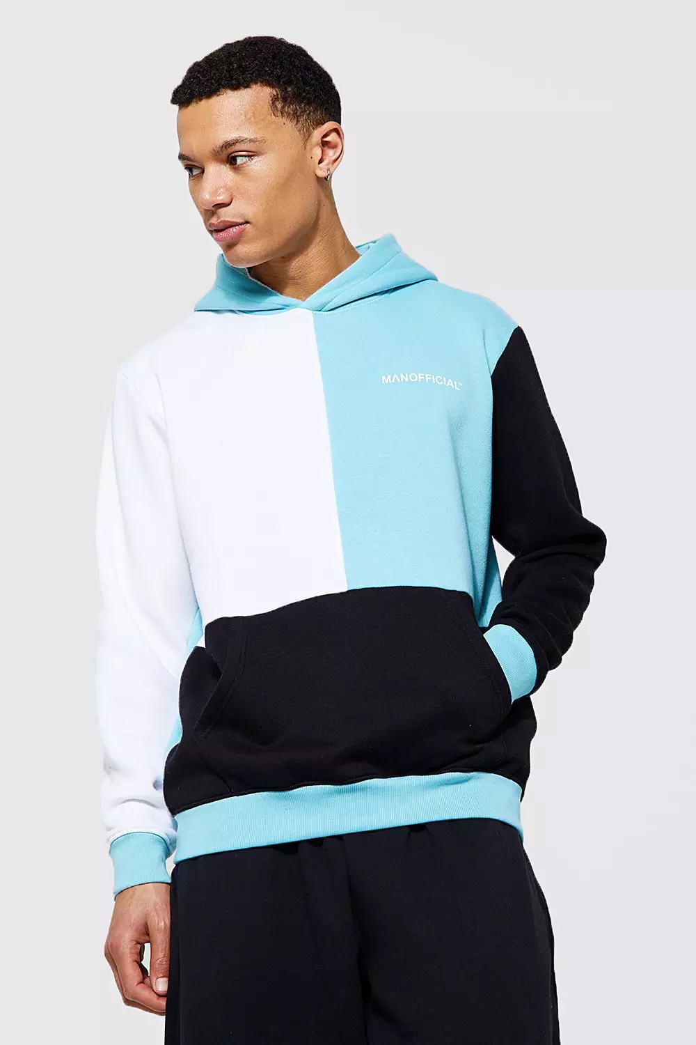 Tall Man Official Multi Colour Block Hoodie boohooMAN UK