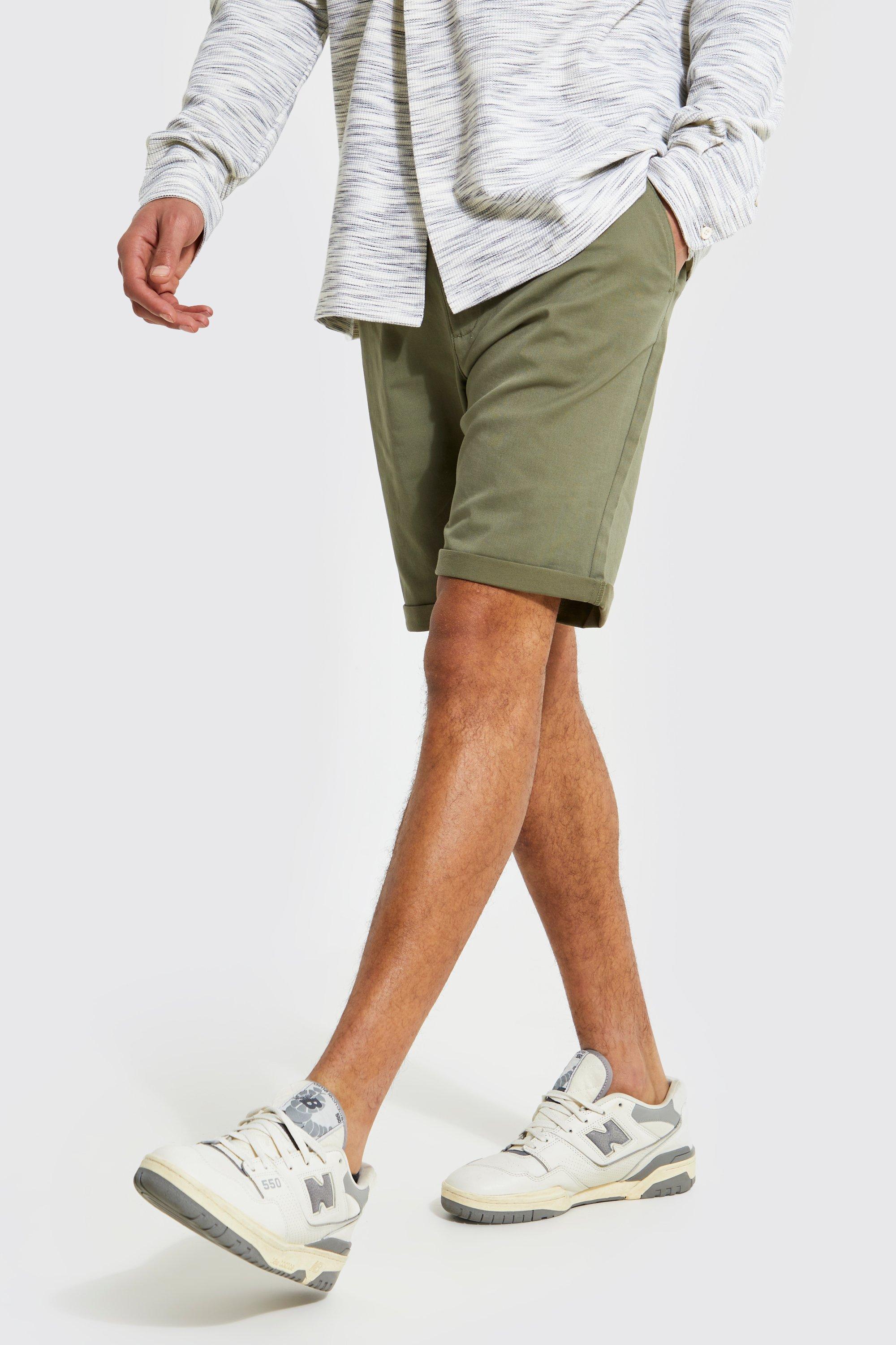 Mens skinny white chino hot sale shorts