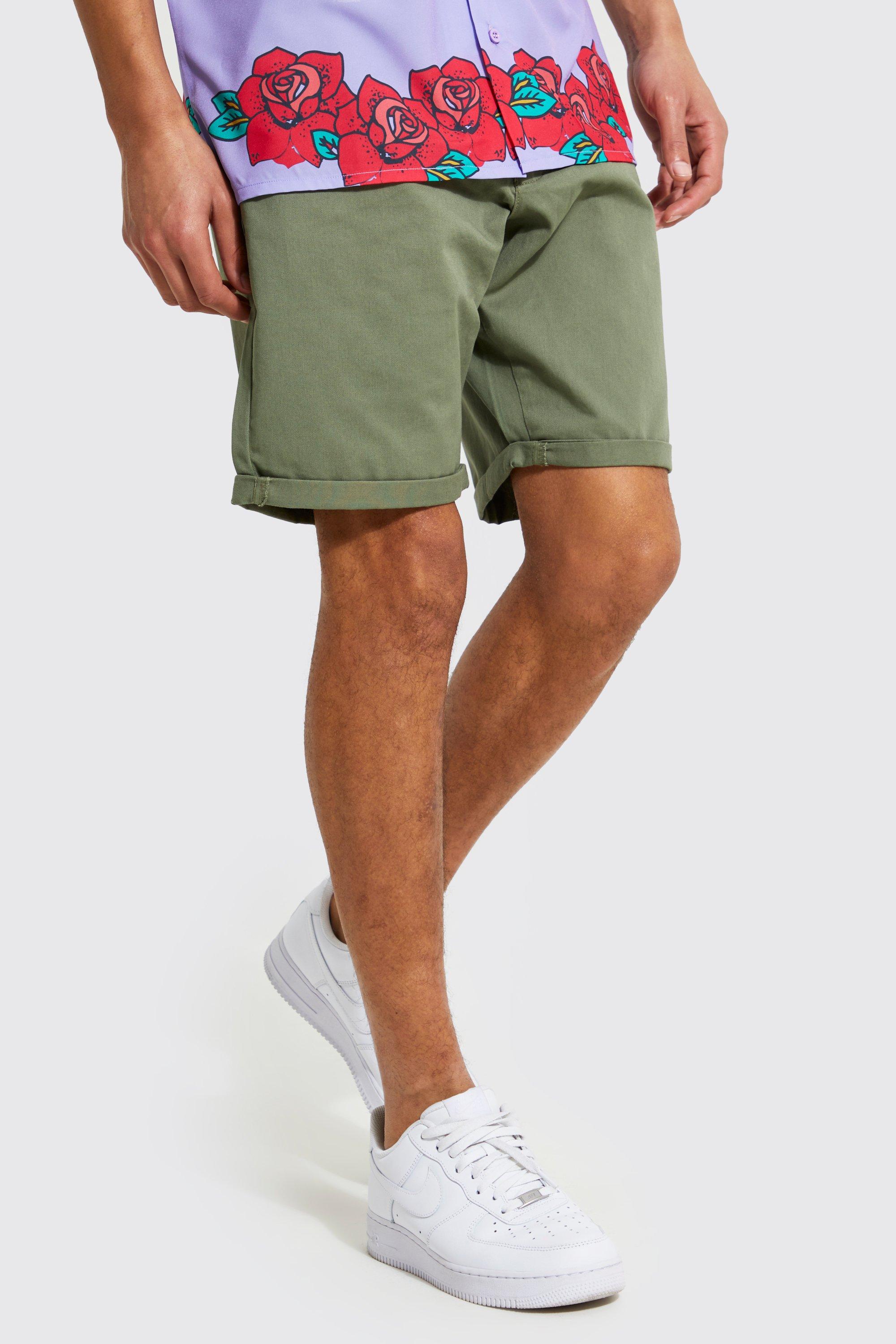 athletic fit khaki shorts