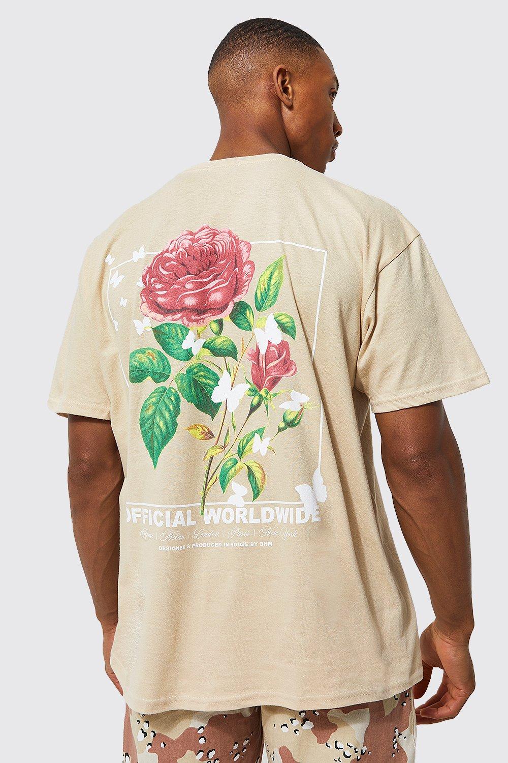 Oversized Floral Photo Back Print T-Shirt