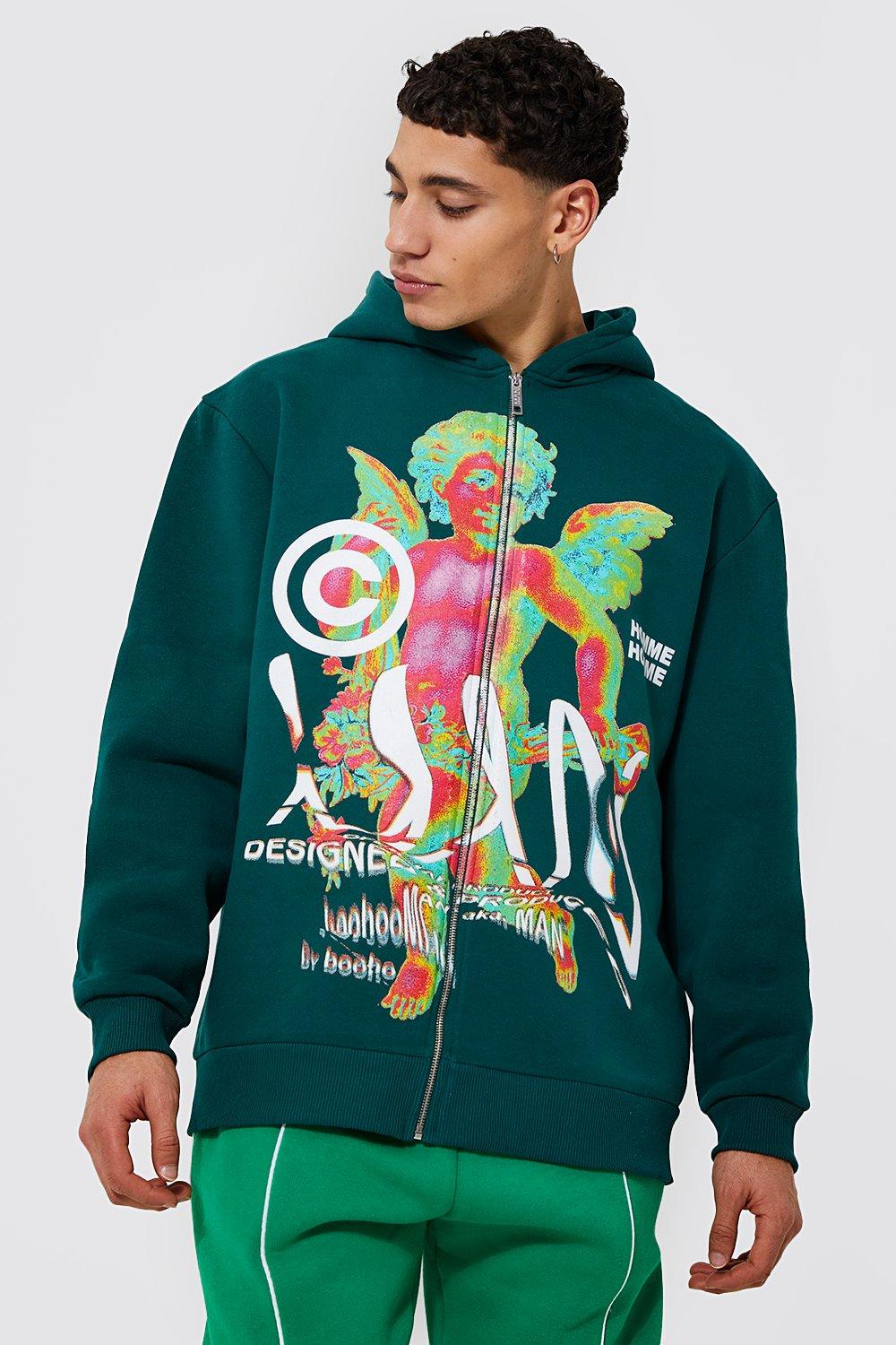 Boohooman discount green hoodie