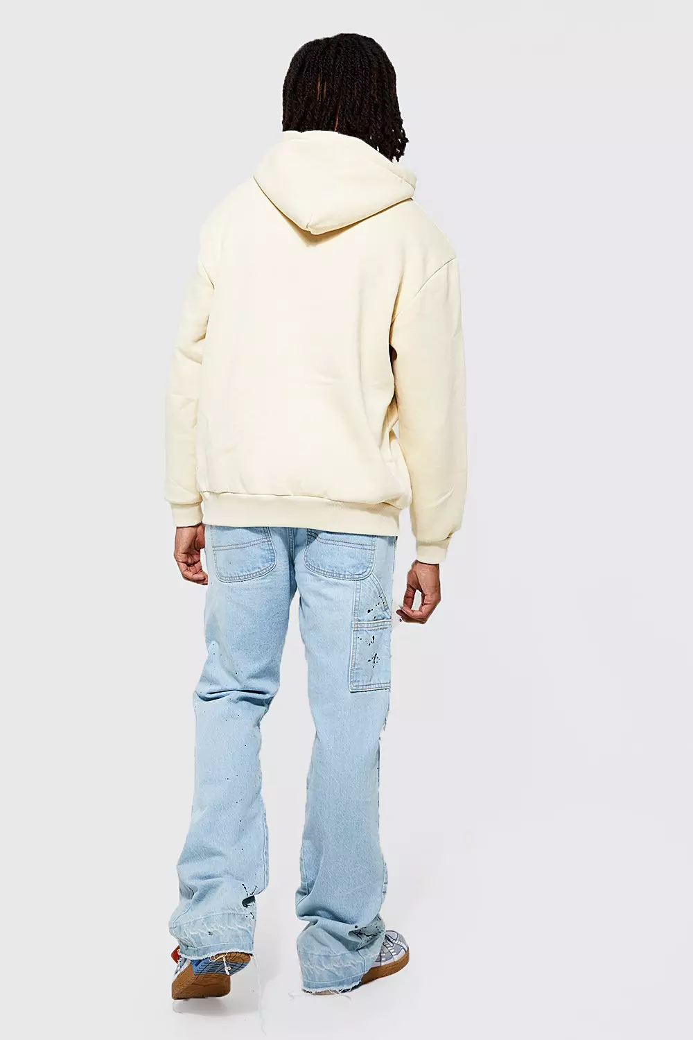 Sand Oversized Heartless Print Zip Through Hoodie alternative image
