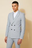 Light grey  Skinny Double Breasted Suit Jacket