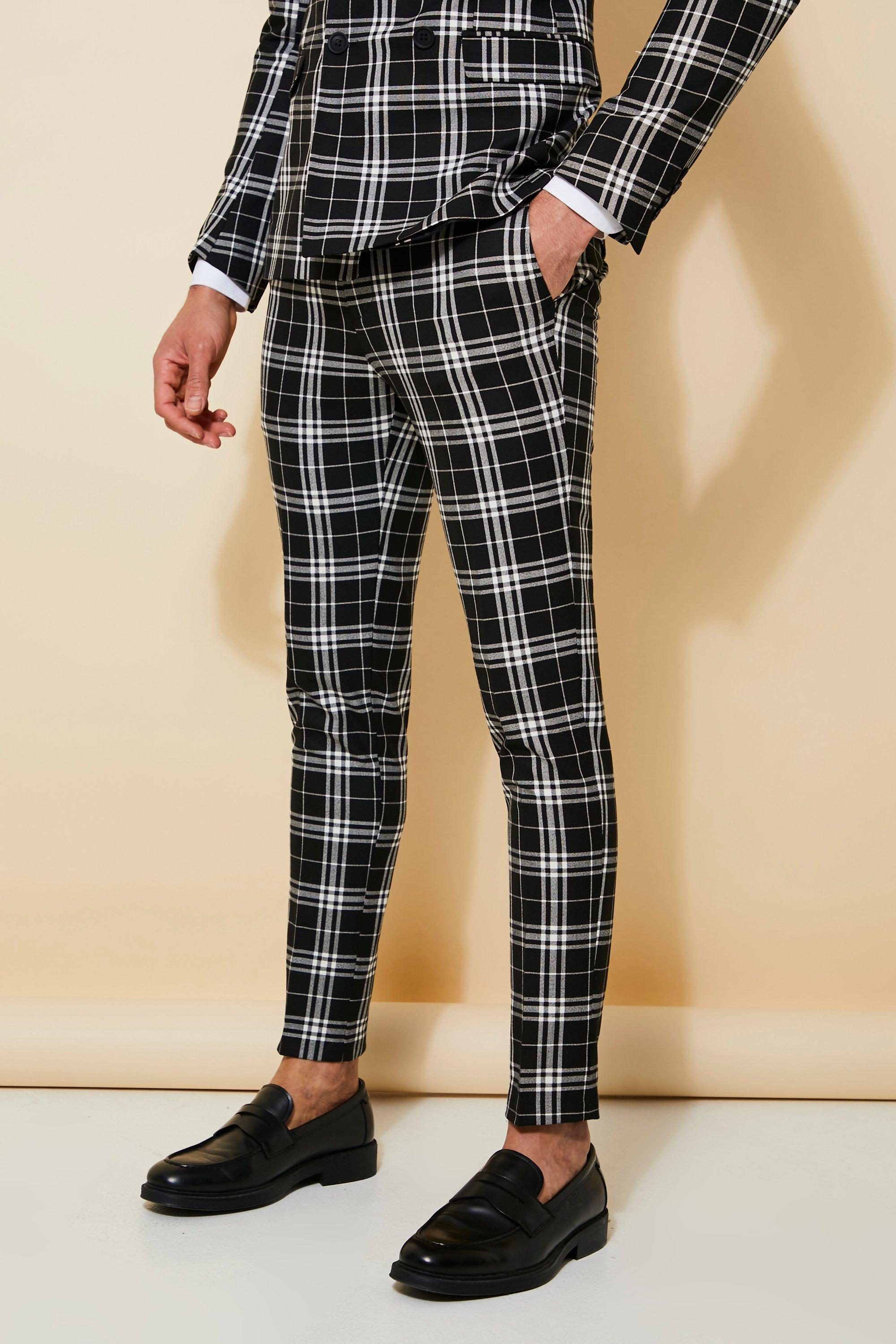 grey checkered pants men