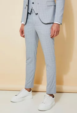 Grey Super Skinny Check Suit Pants