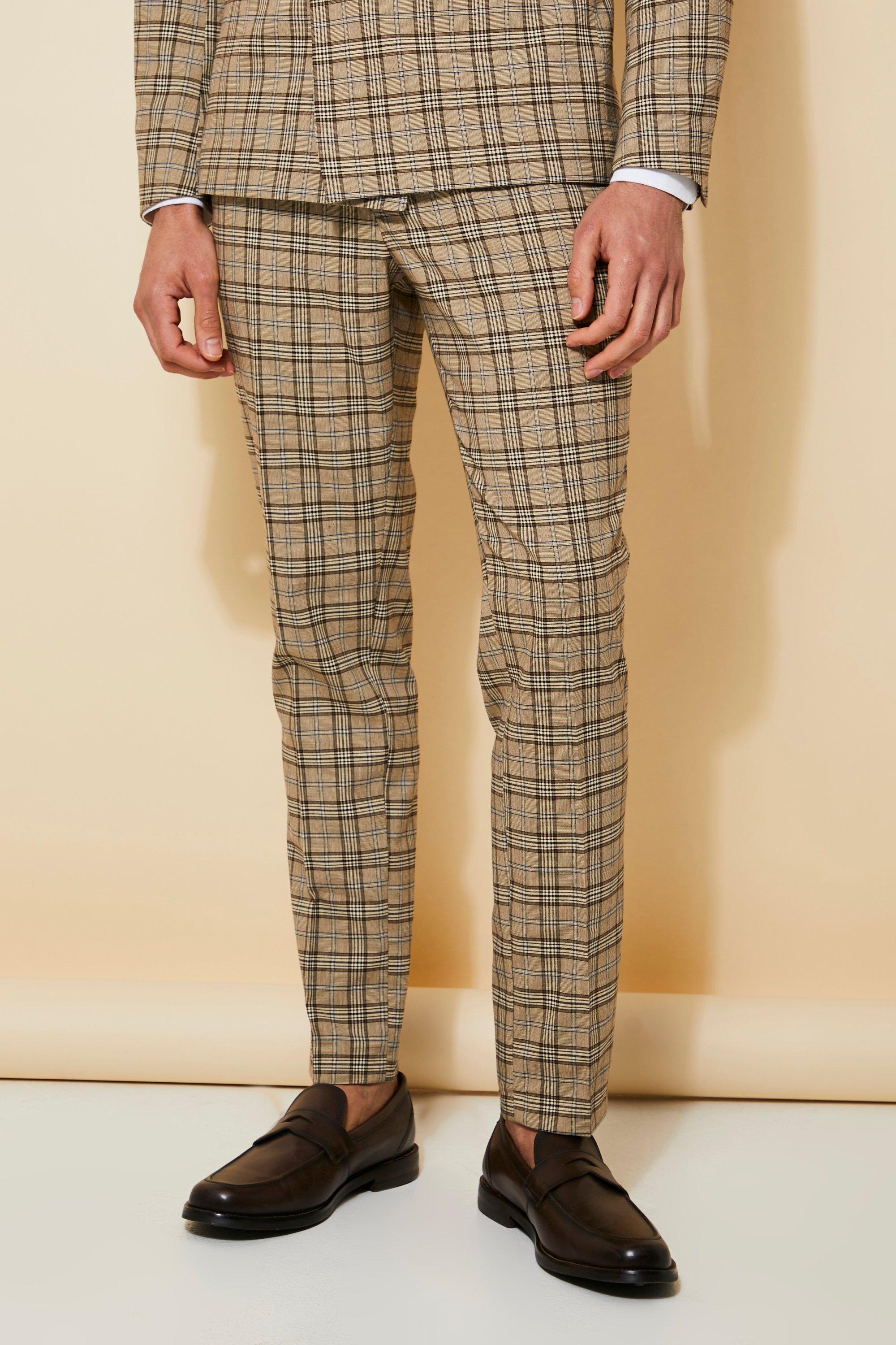 Beige discount tartan trousers