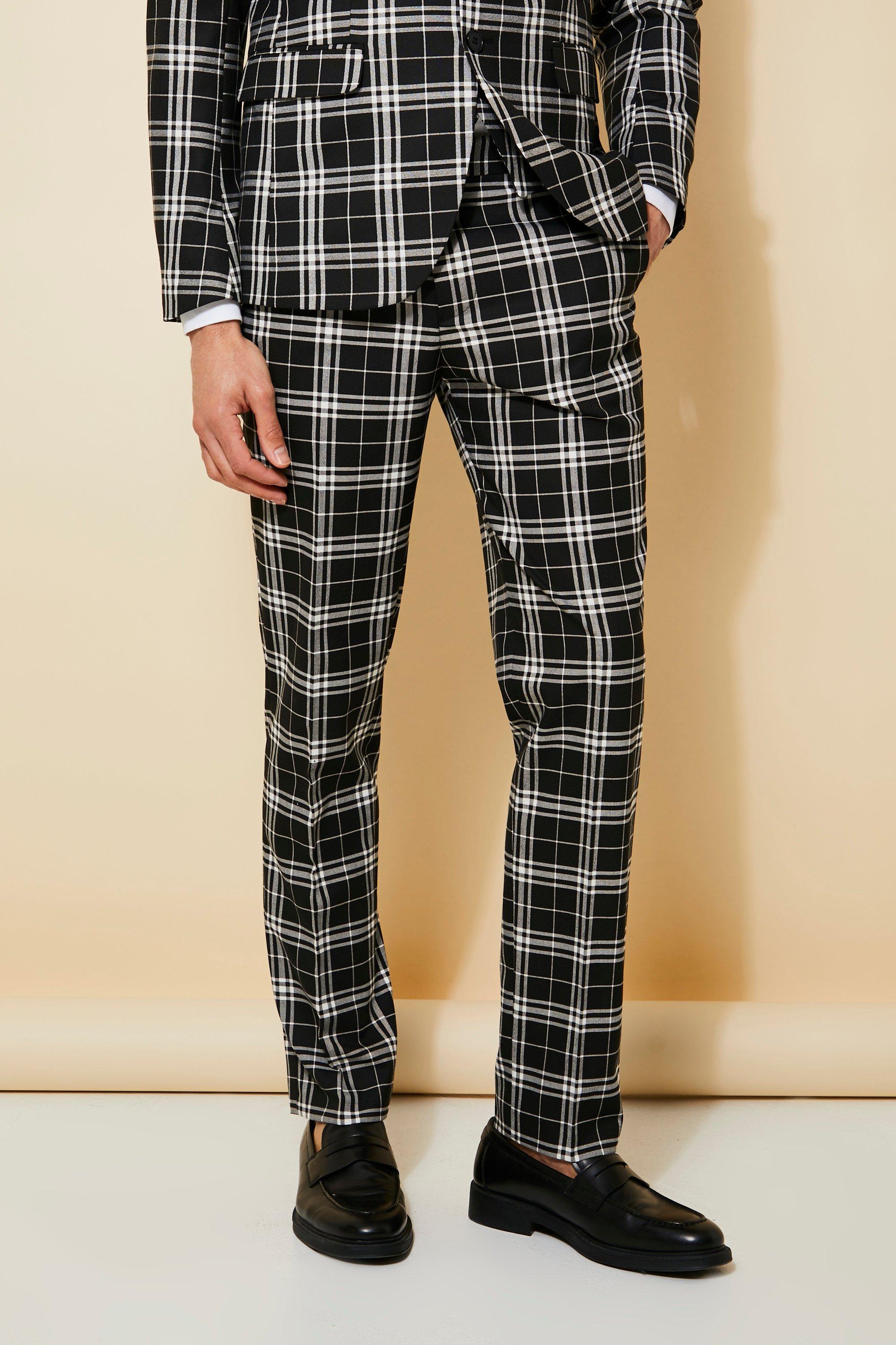 Black  Slim Check Suit Trousers