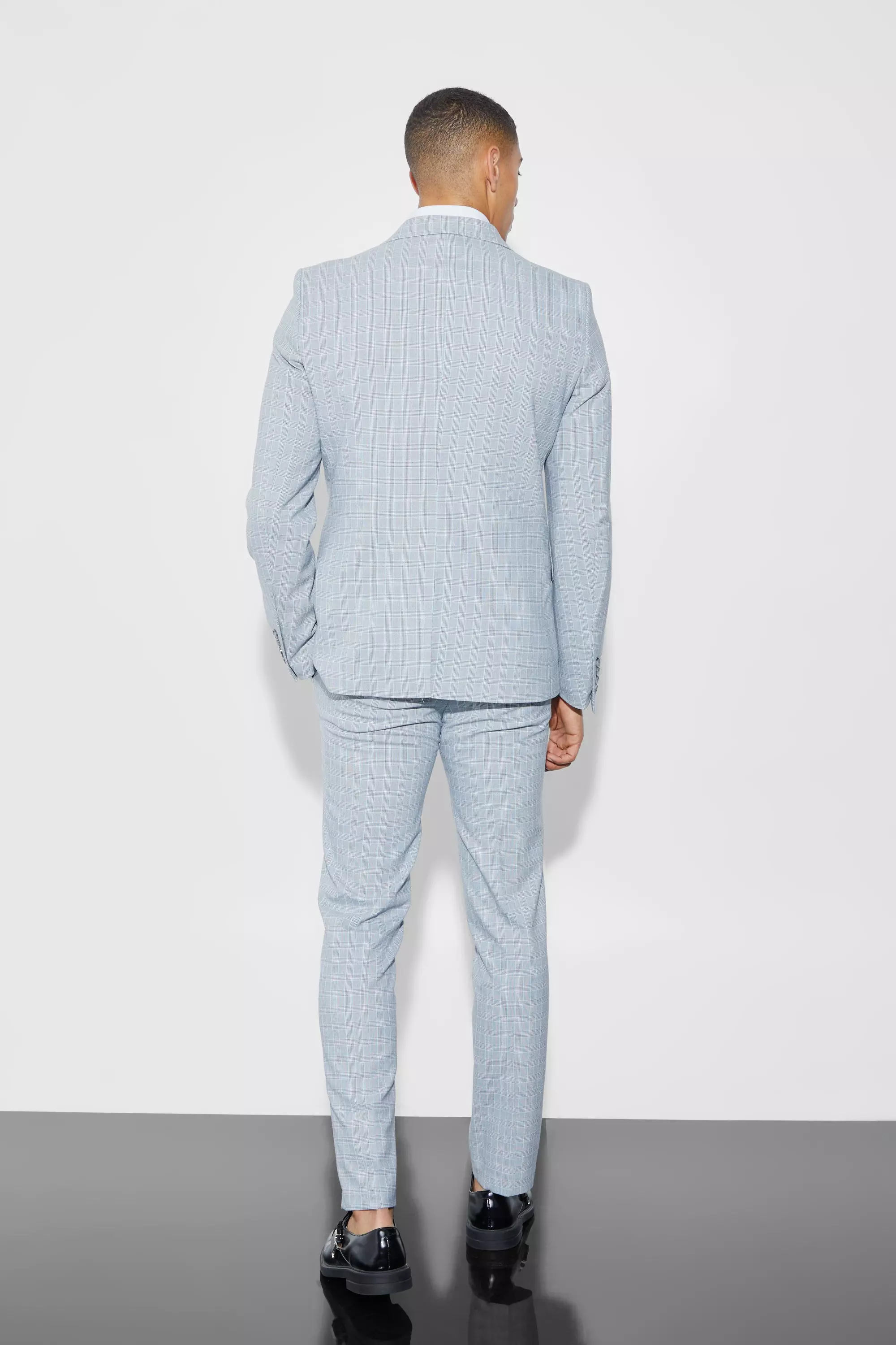 Pantalon de costume slim à carreaux, Light grey autre image