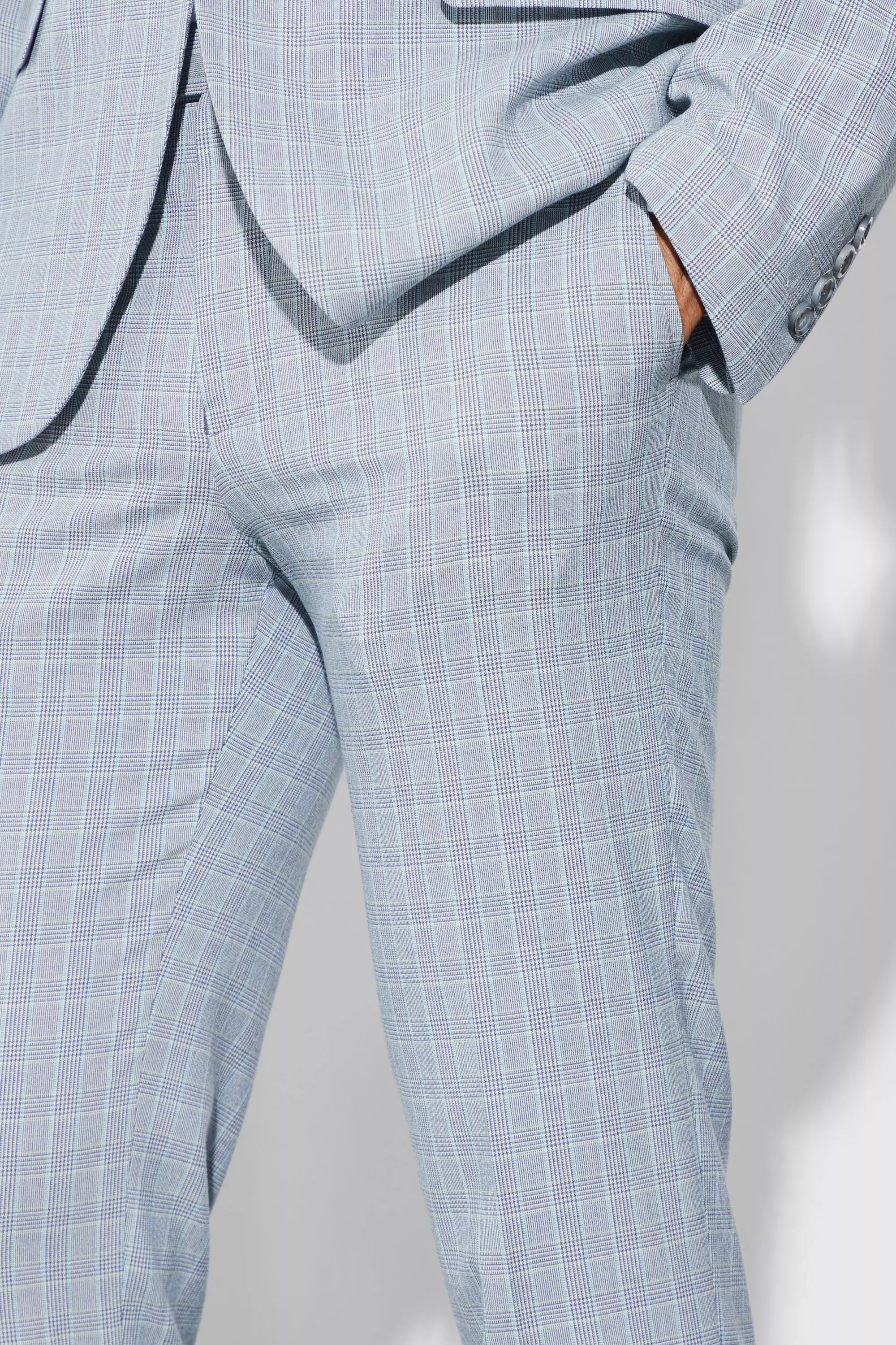 Pantalon de costume slim à carreaux, Light grey autre image