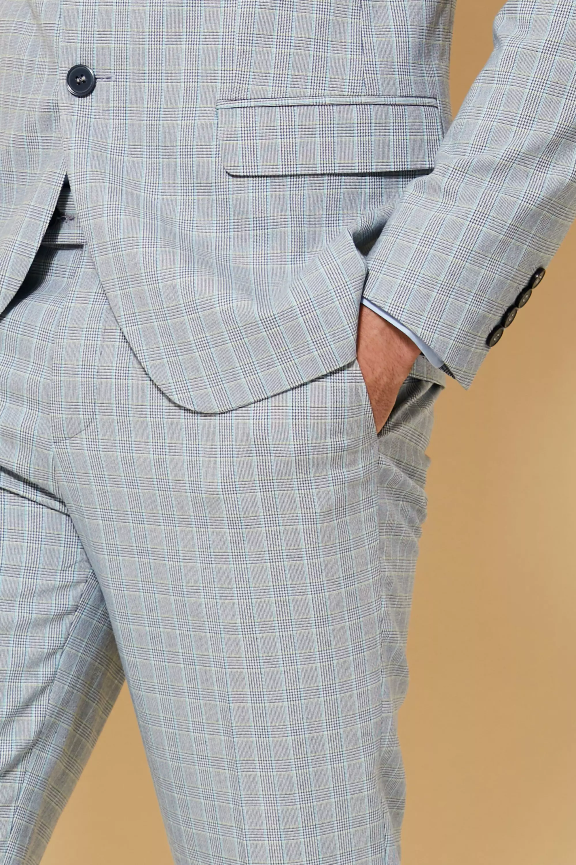 Pantalon de costume slim à carreaux, Light grey autre image