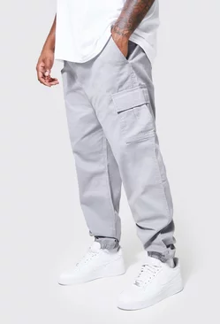 Grey Plus Slim Fit Cargo Pants