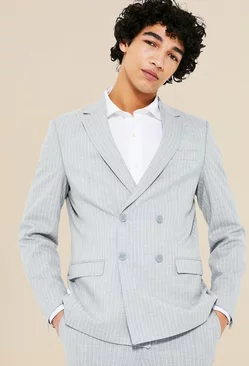 Slim Double Breasted Suit Jacket Light grey