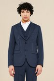 Navy  Slim Single Breasted Pinstripe Suit Jacket