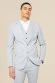 Light grey  Skinny Single Breasted Pinstripe Suit Jacket