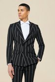 Black  Skinny Double Breasted Suit Jacket