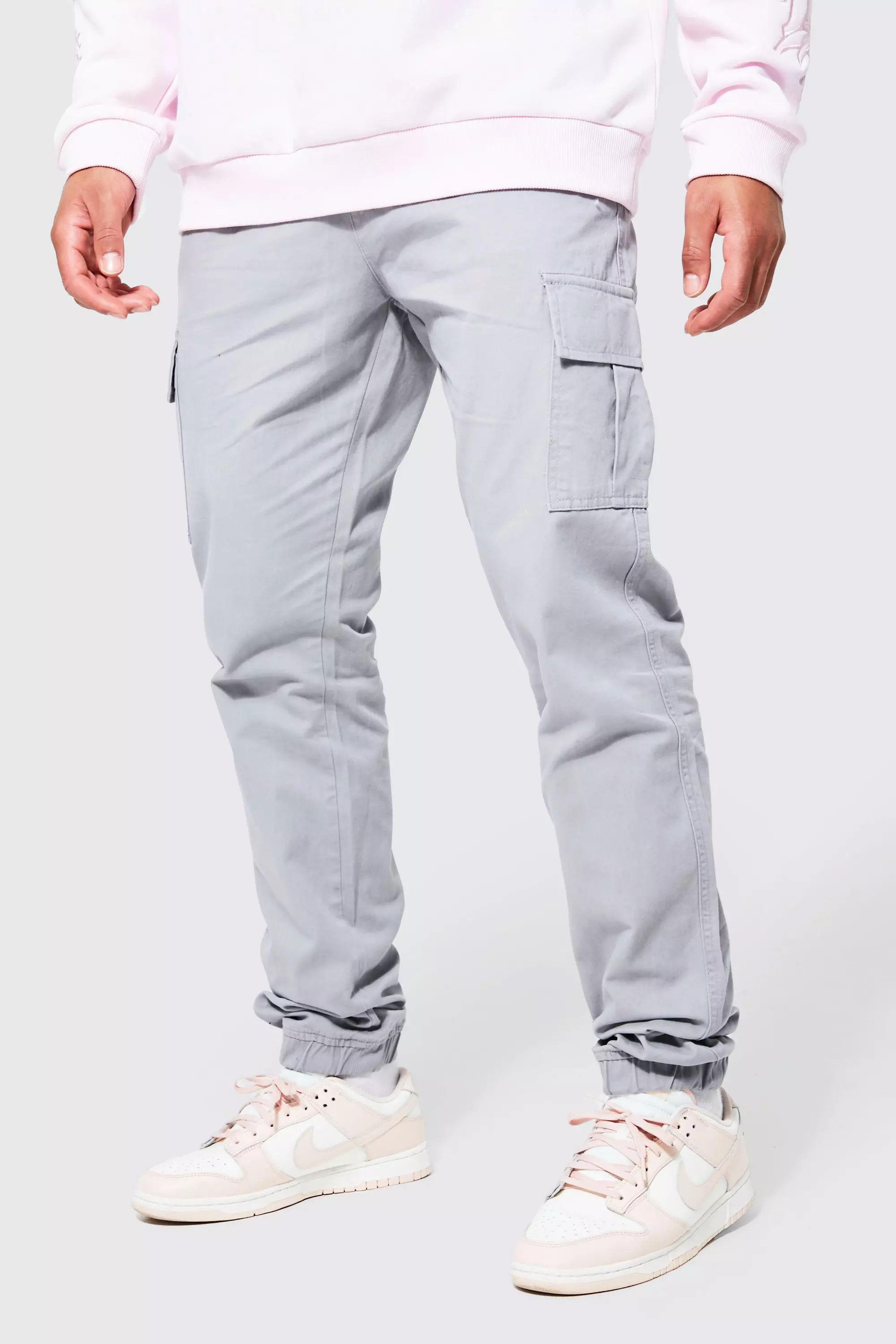 Grey Tall Slim Fit Cargo Pants