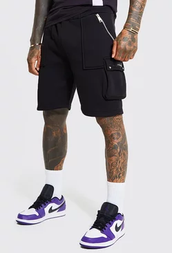 Loose Fit Official Cargo Sweat Shorts Black