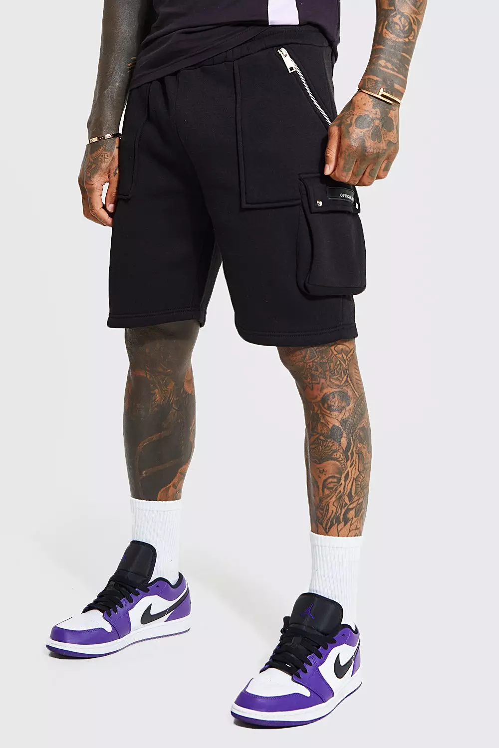 Loose Fit Official Cargo Sweat Shorts Black