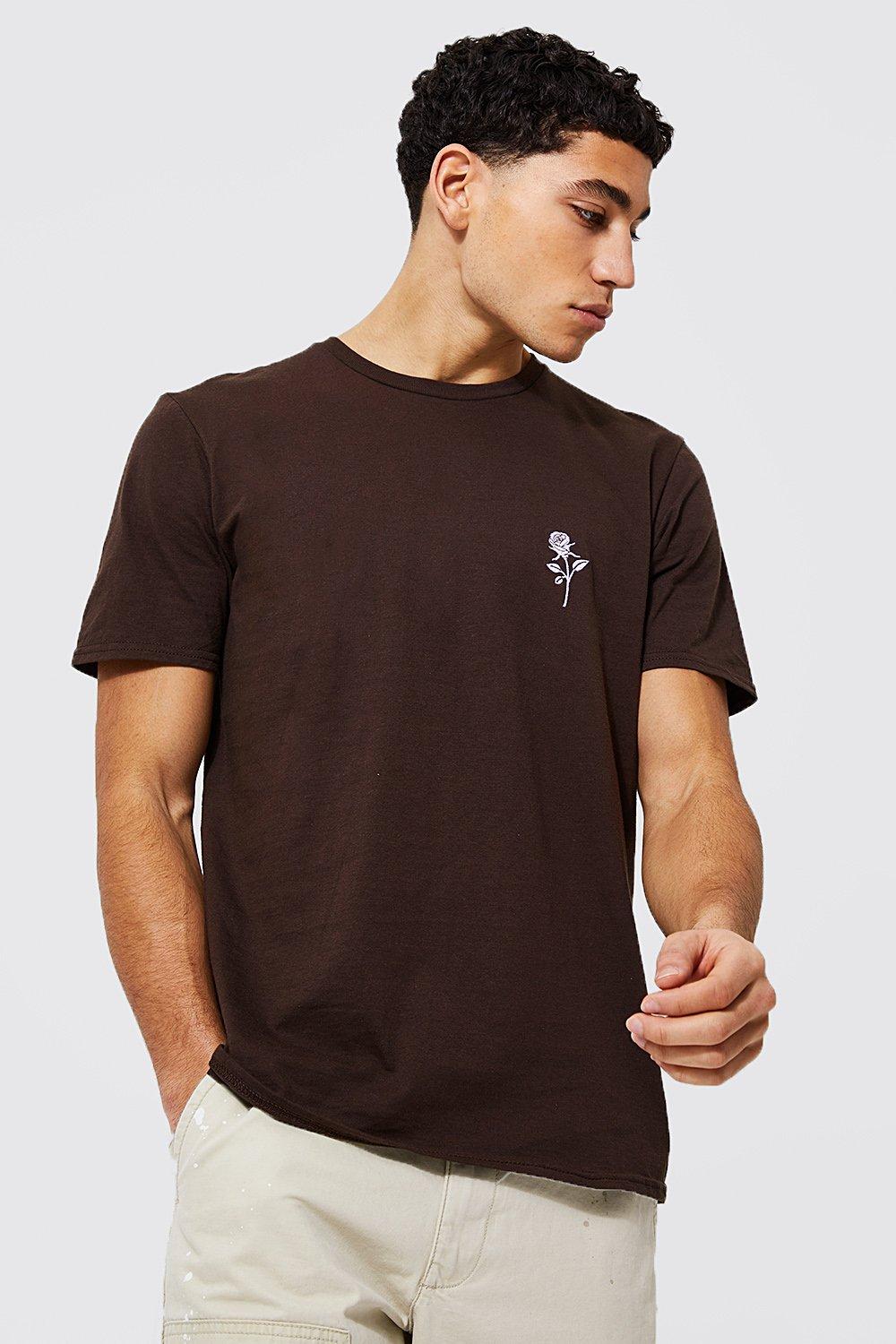 Rose Embroidered T-shirt | boohooMAN USA