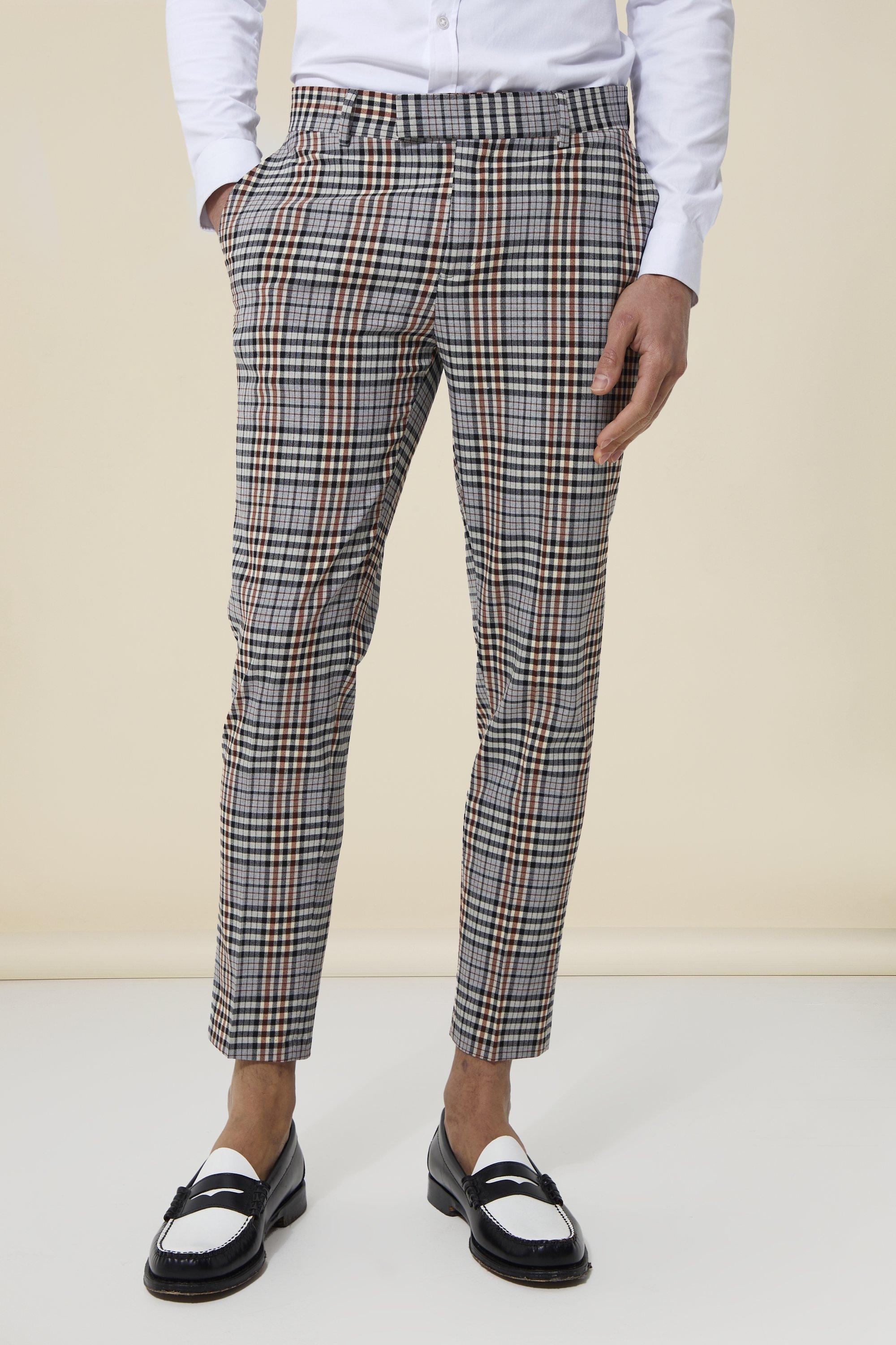 grey checkered pants men