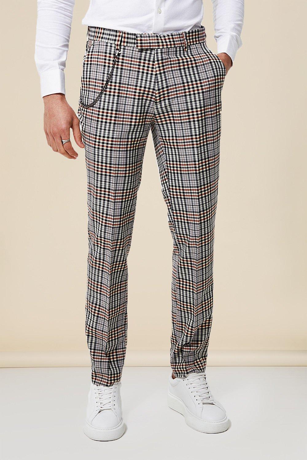 grey checkered pants men