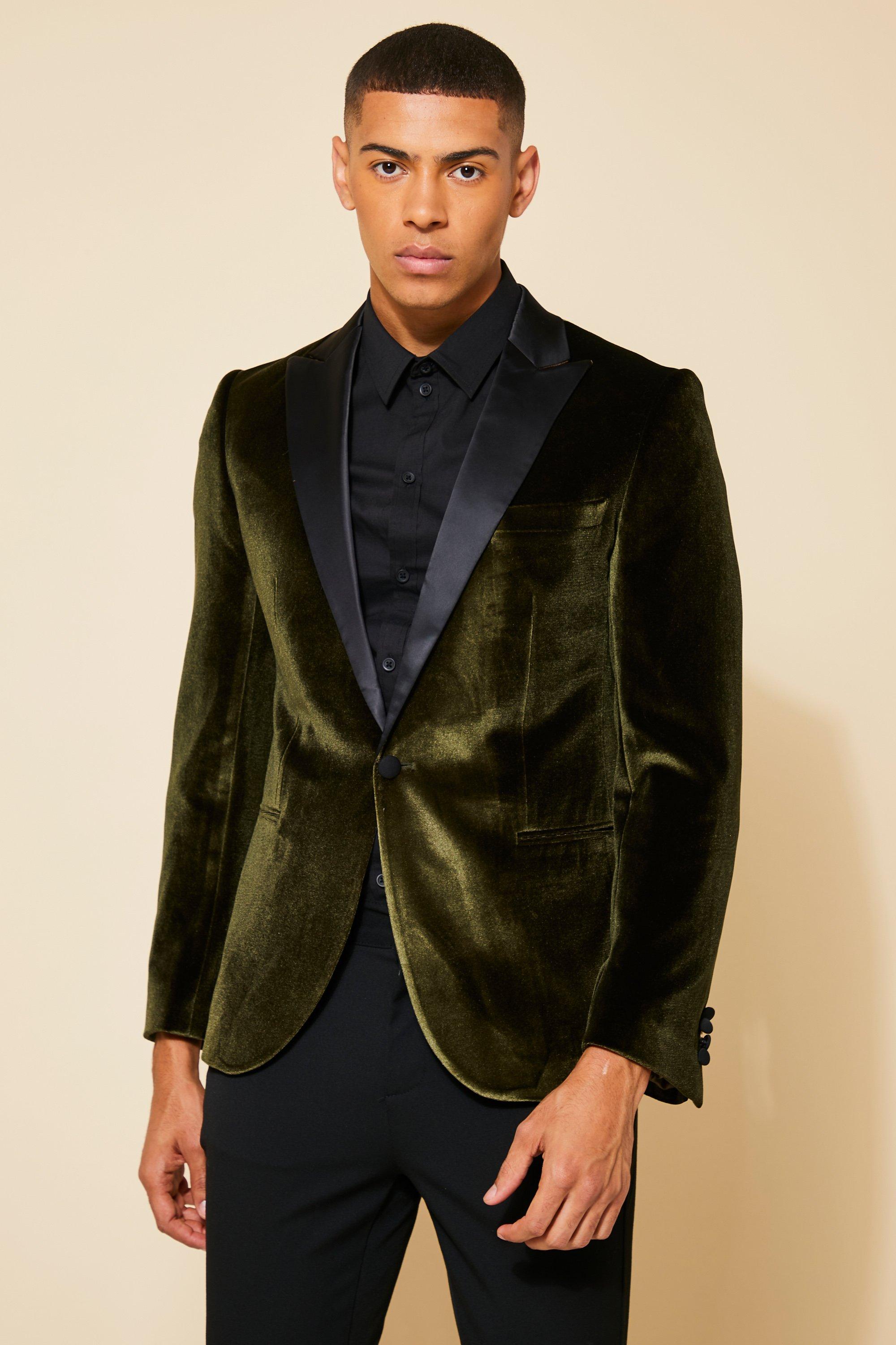 Silk satin-trimmed cotton-velvet blazer