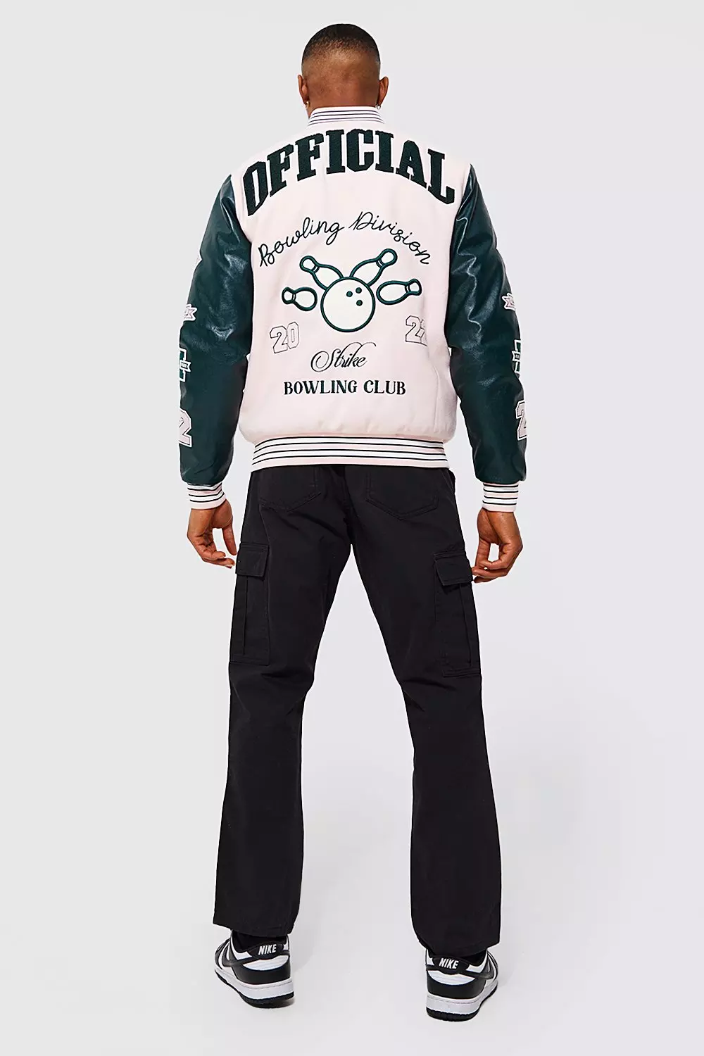 Gothic B Back Official Varsity Bomber | boohooMAN USA