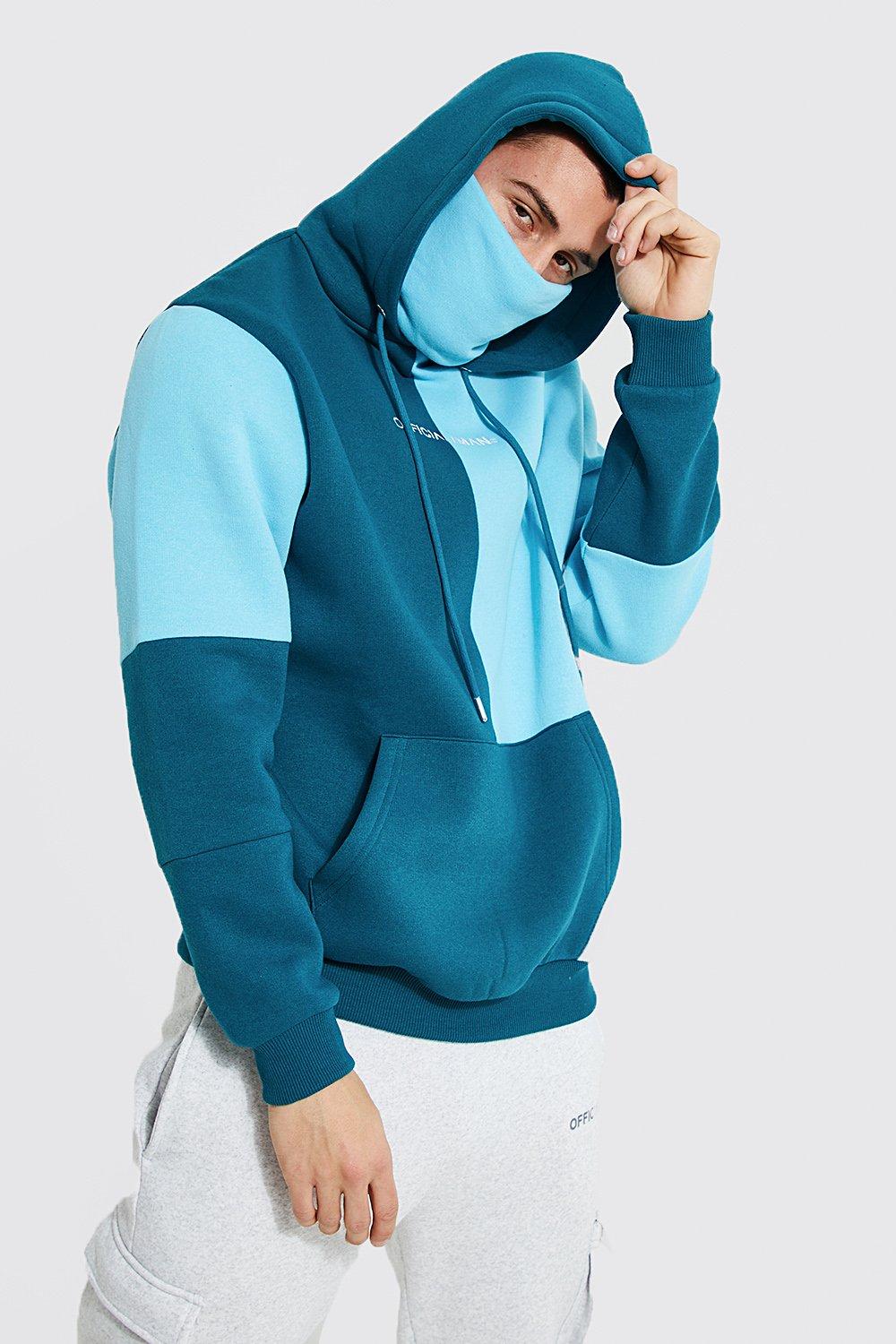 Official Man Colourblock Snood Hoodie boohooMAN USA