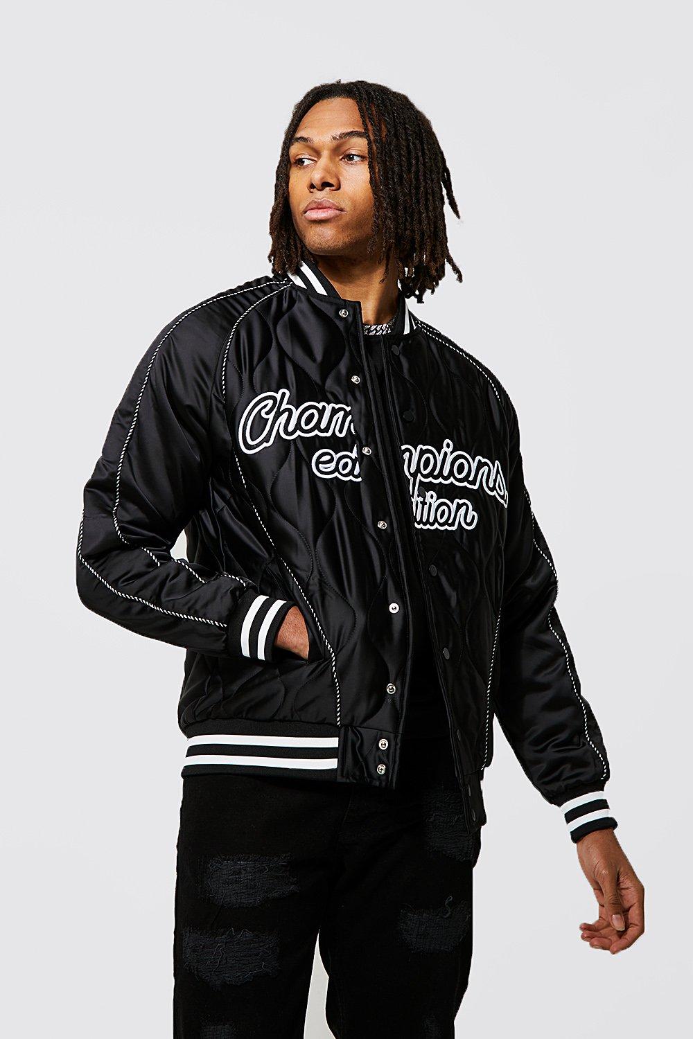 Mitchell and Ness Bulls Lightweight Satin Jacket Black