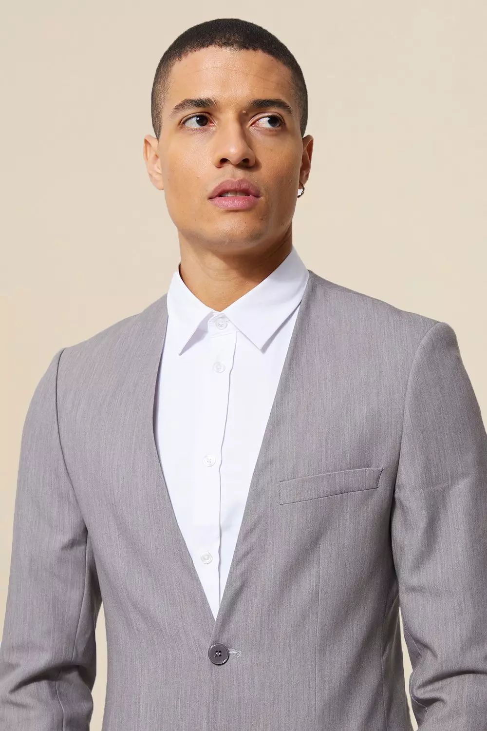 Collarless Suit Jacket