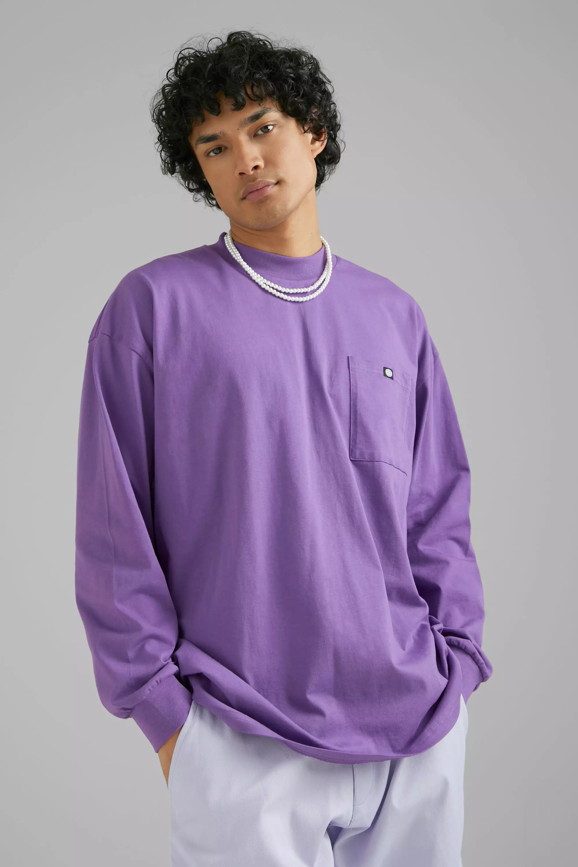 Oversized Long Sleeve Heavyweight T-shirt Purple