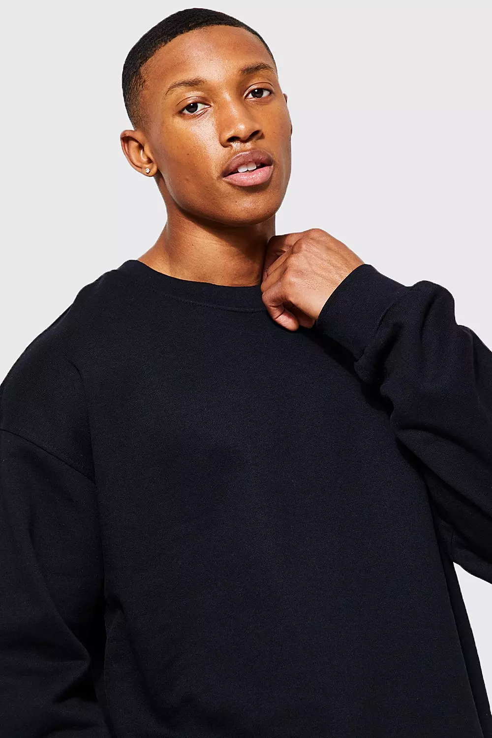 Sweat basique oversize à col rond, Black autre image