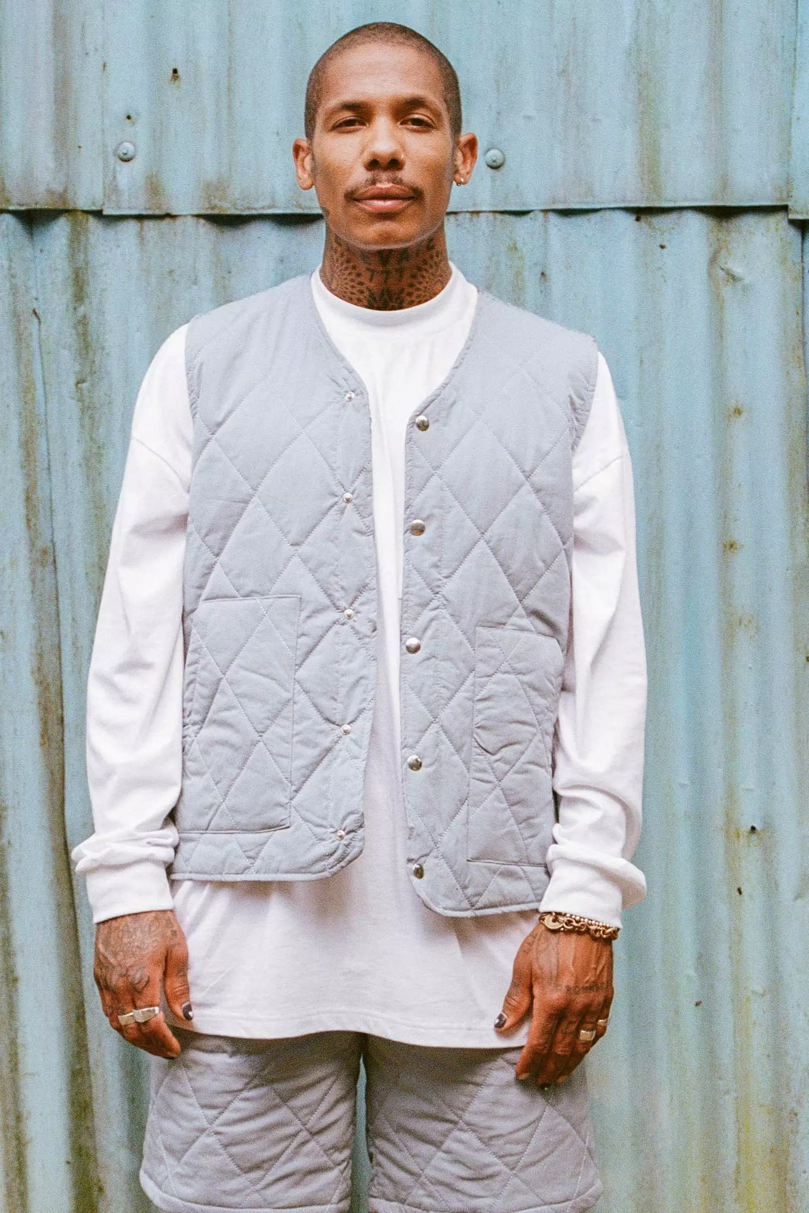 Washed Nylon Quilted Tank Top | boohooMAN USA